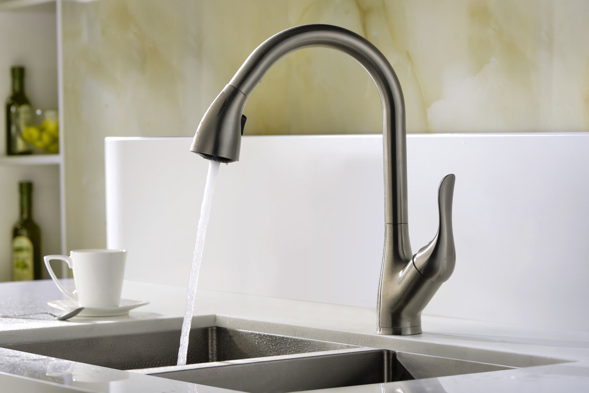 Accent Series Single-Handle Pull-Down Sprayer Kitchen Faucet in Brushed Nickel — thumbnail 2