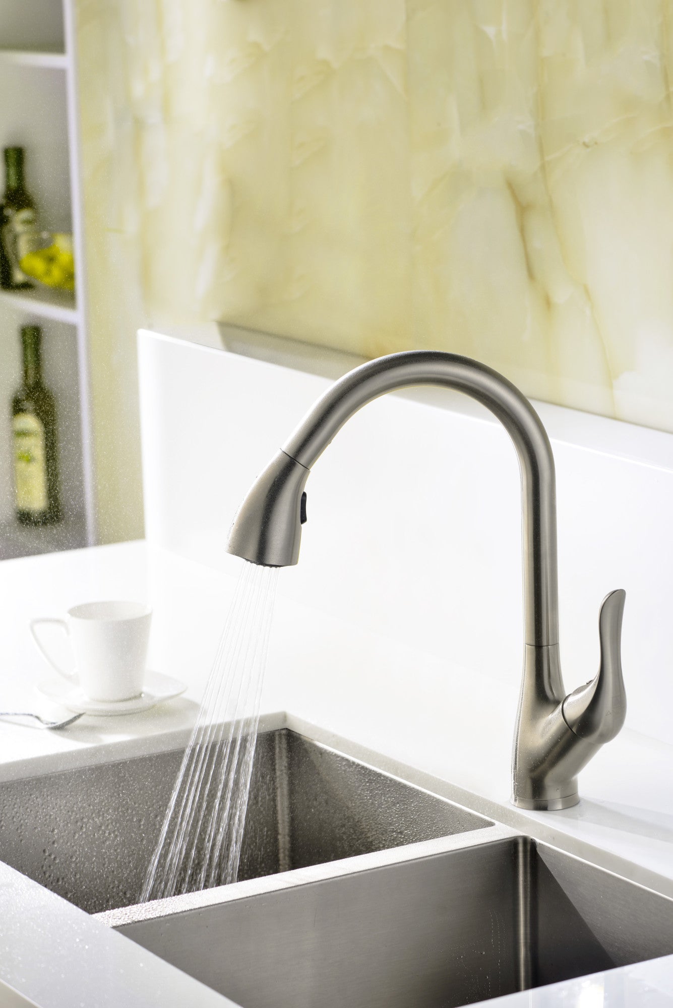 Accent Series Single-Handle Pull-Down Sprayer Kitchen Faucet in Brushed Nickel — thumbnail 3