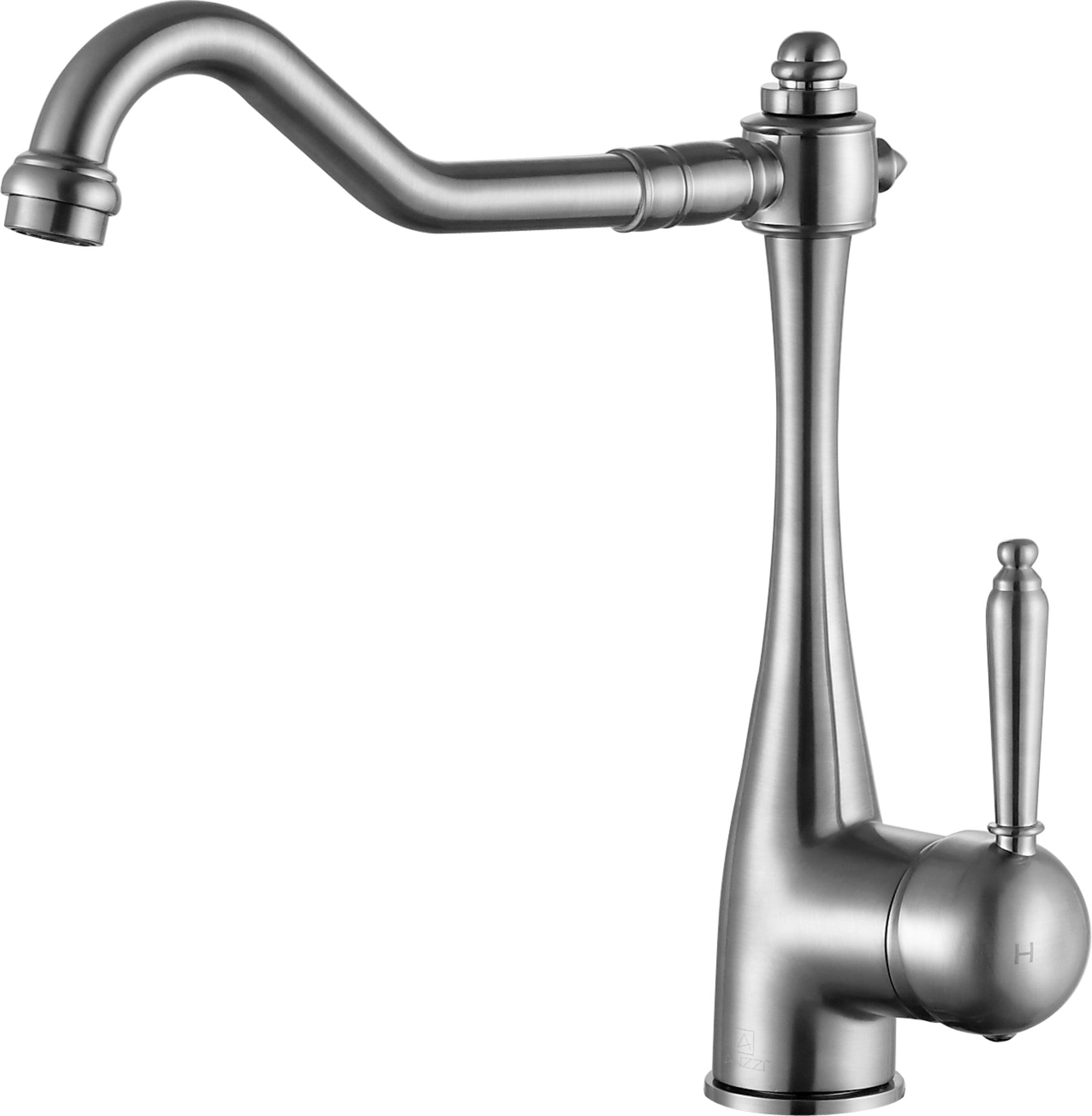 ANZZI Patriarch Elegant Kitchen Faucet, Single Handle Control, High-Arc Spout (8.27" H), WaterSense Certified, Rhino Alloy Solid Brass, Various Finishes — image 1