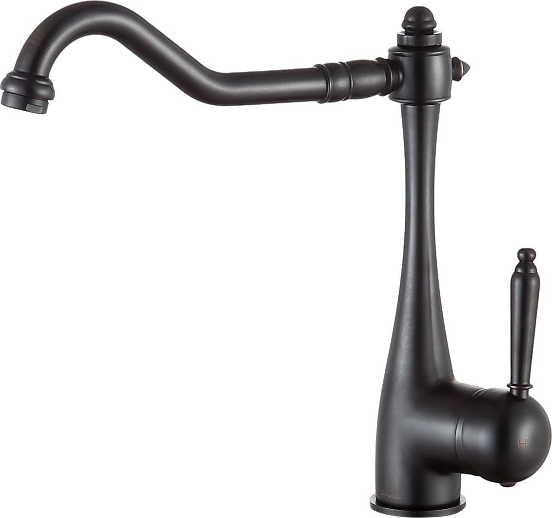 ANZZI Patriarch Elegant Kitchen Faucet, Single Handle Control, High-Arc Spout (8.27" H), WaterSense Certified, Rhino Alloy Solid Brass, Various Finishes — image 1