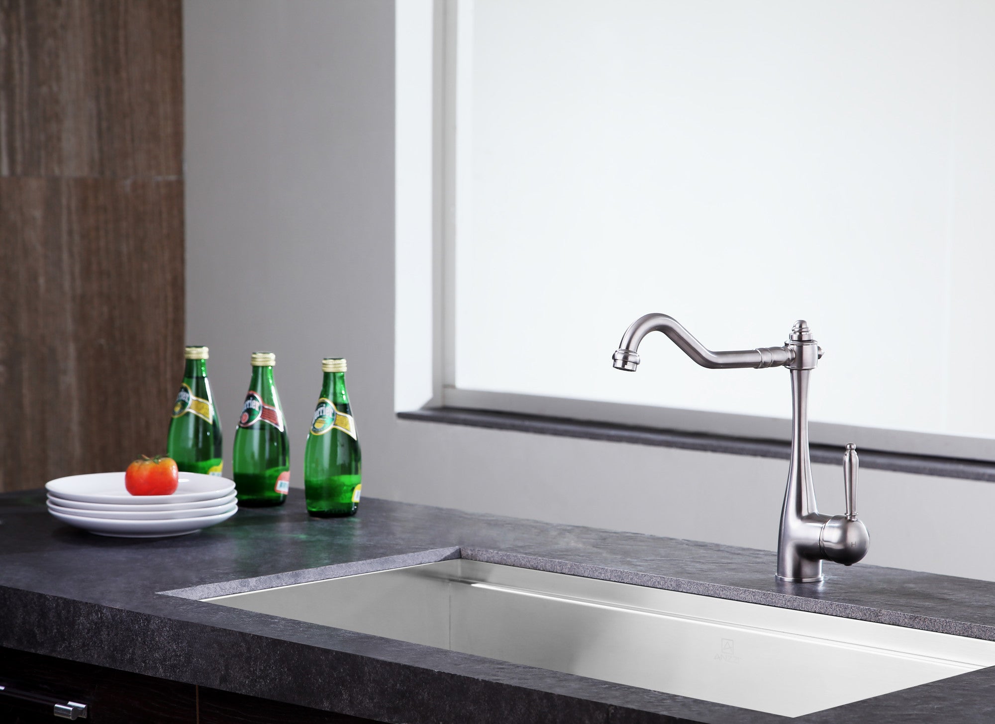 ANZZI Patriarch Elegant Kitchen Faucet, Single Handle Control, High-Arc Spout (8.27" H), WaterSense Certified, Rhino Alloy Solid Brass, Various Finishes — thumbnail 3