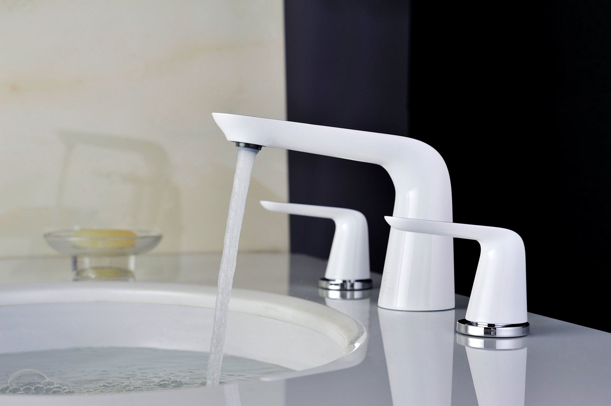 Pendant Series 8 in. Widespread 2-Handle Low-Arc Bathroom Faucet in Polished Chrome — thumbnail 3