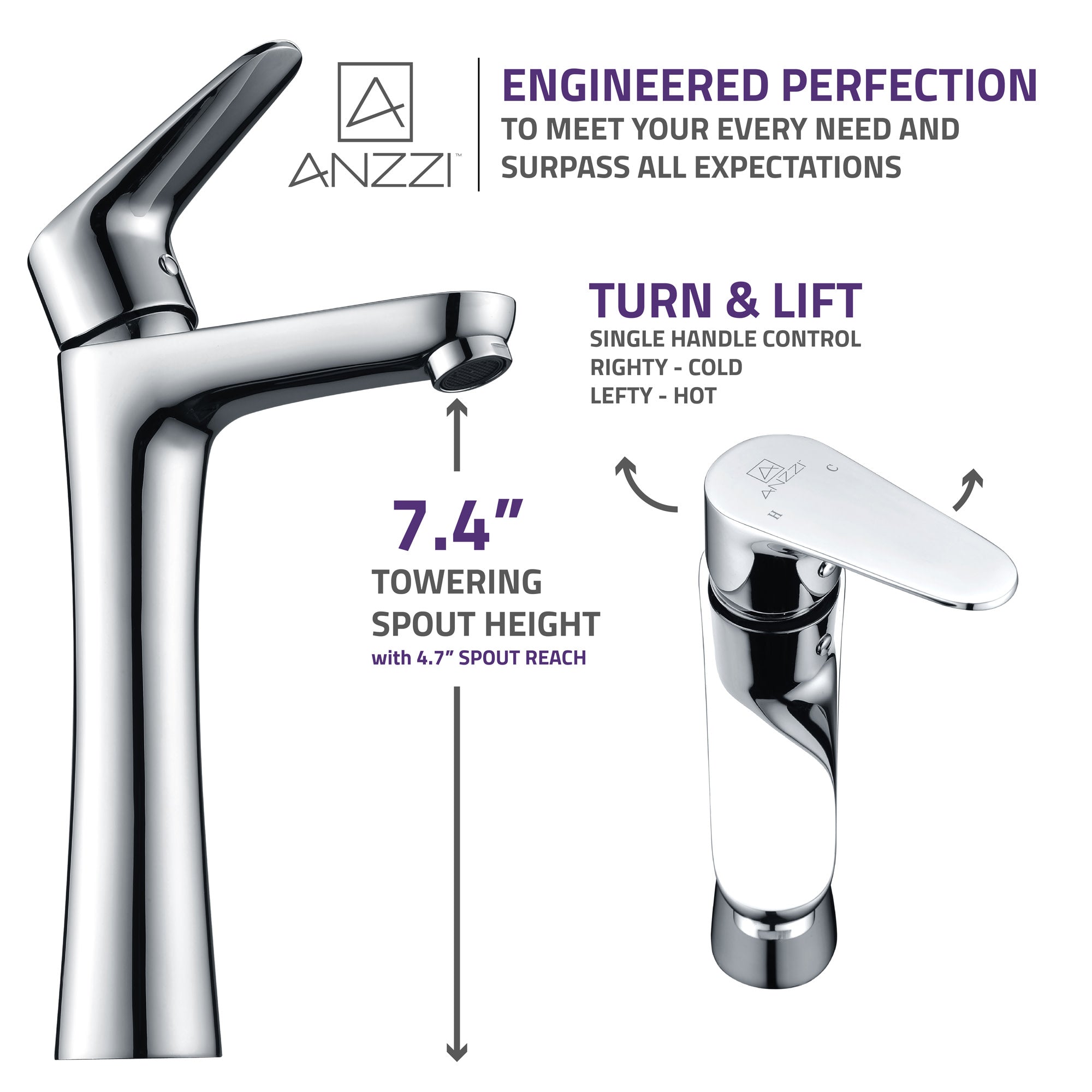 Vivace Single Hole Single-Handle Bathroom Faucet in Polished Chrome — thumbnail 3