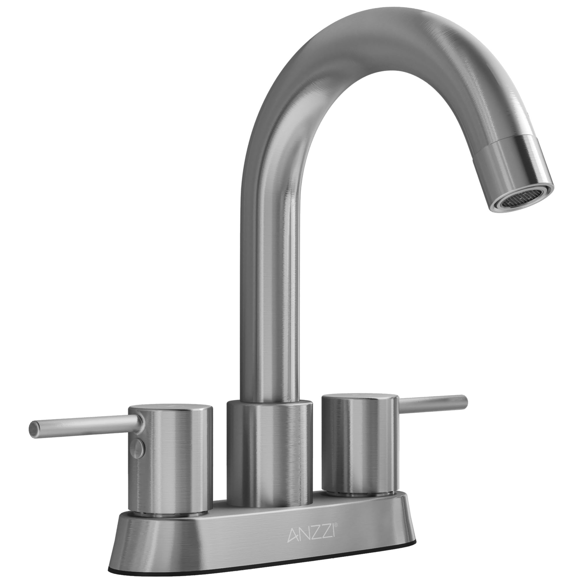 Remnants Series 4 in. Centerset Double Handle Mid Arc Bathroom Sink Faucet with Drain Kit and Deckplate Included