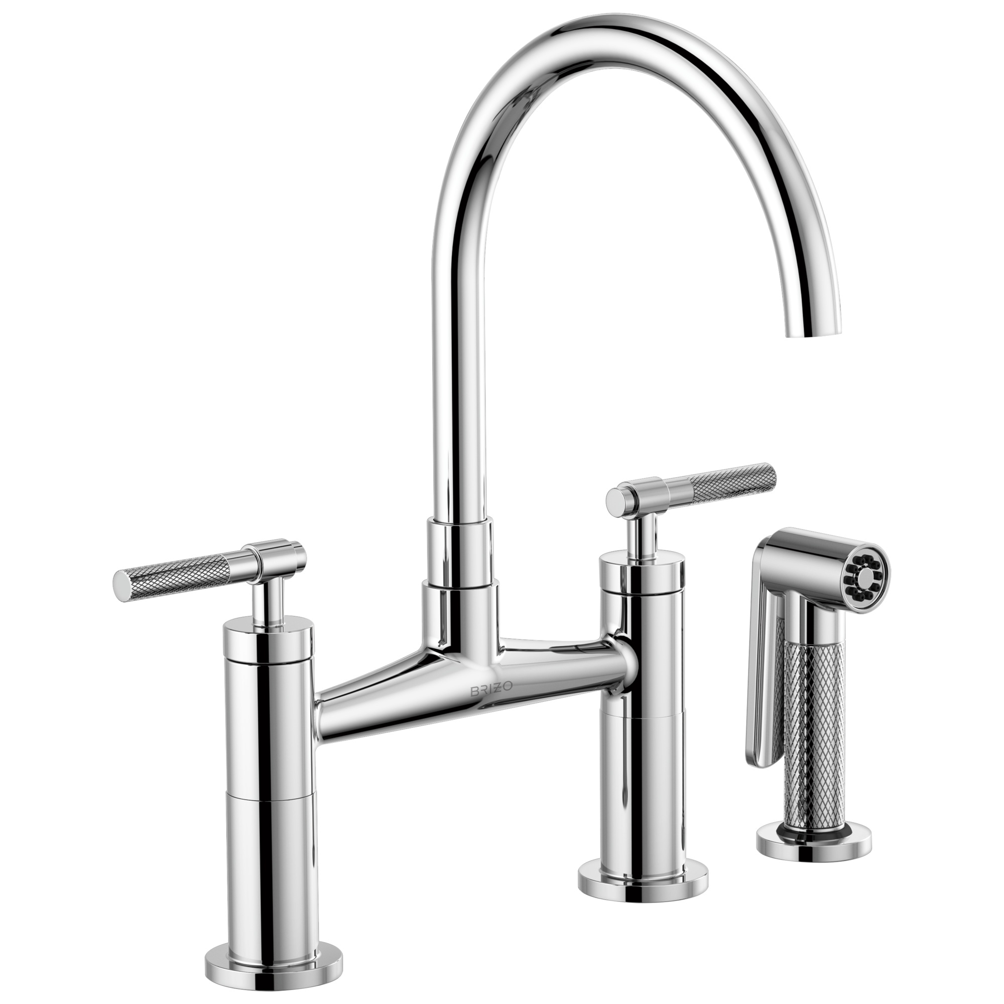Litze Bridge Faucet with Arc Spout and Knurled Handle — image 1