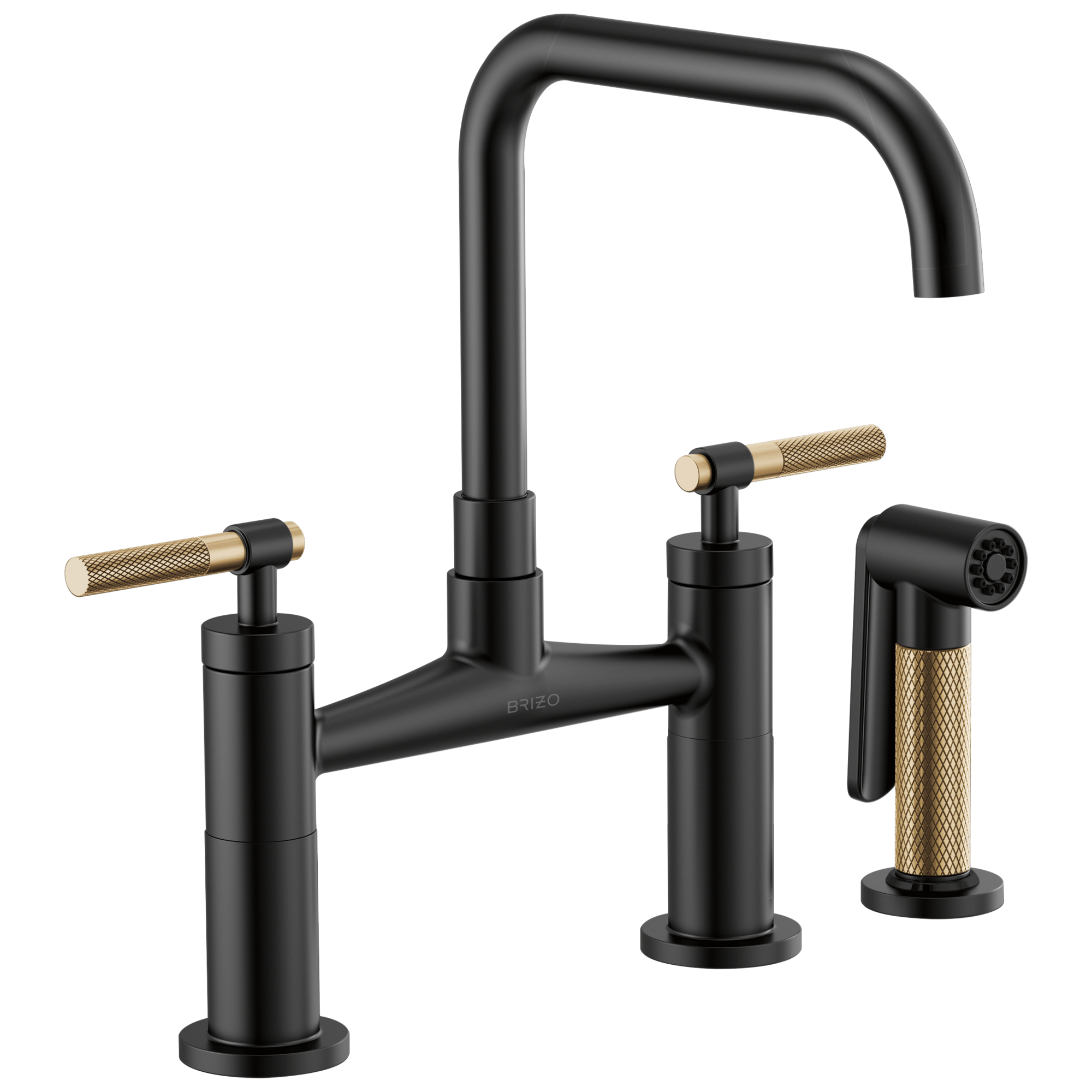 Litze Bridge Faucet with Square Spout and Knurled Handle
