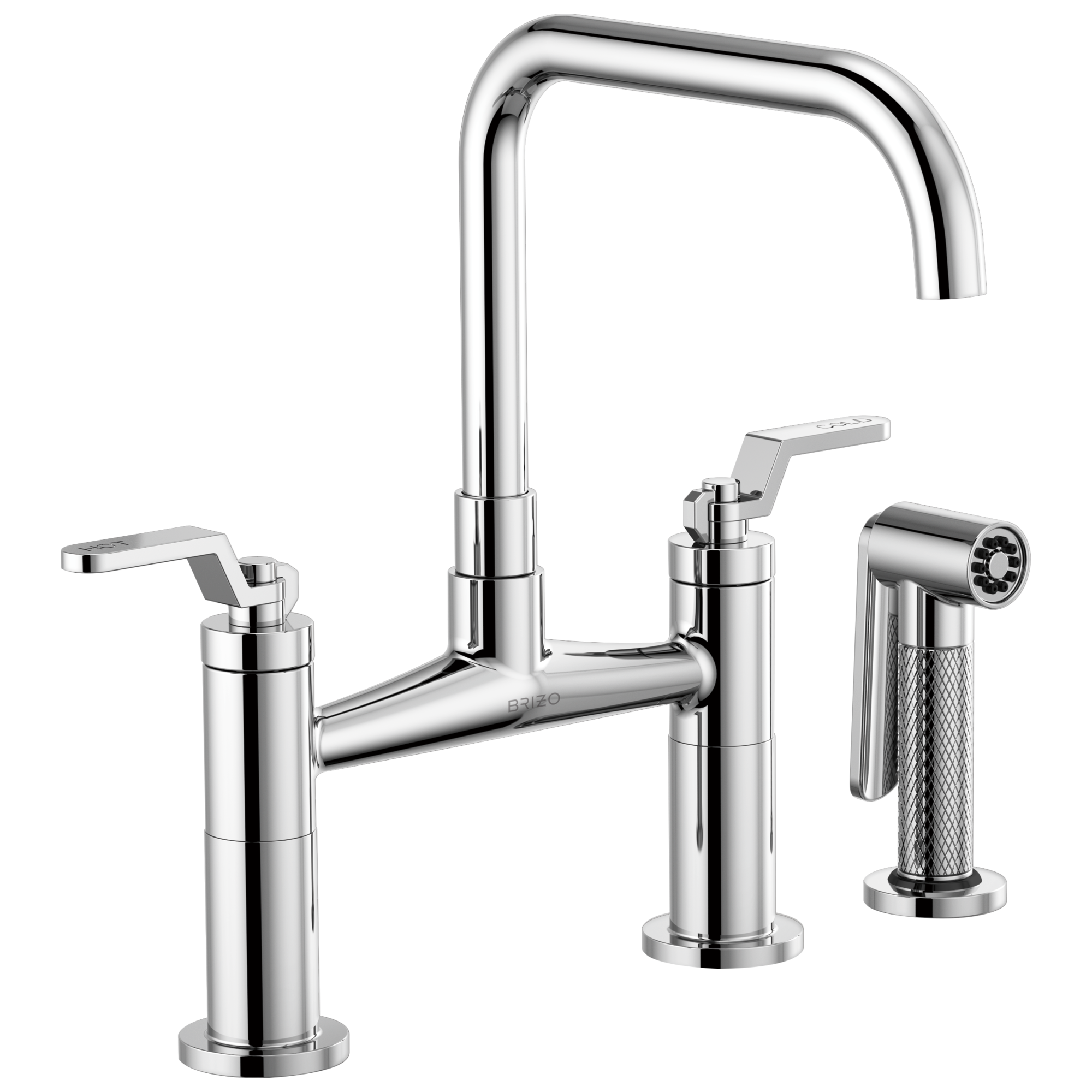 Litze Bridge Faucet with Square Spout and Industrial Handle