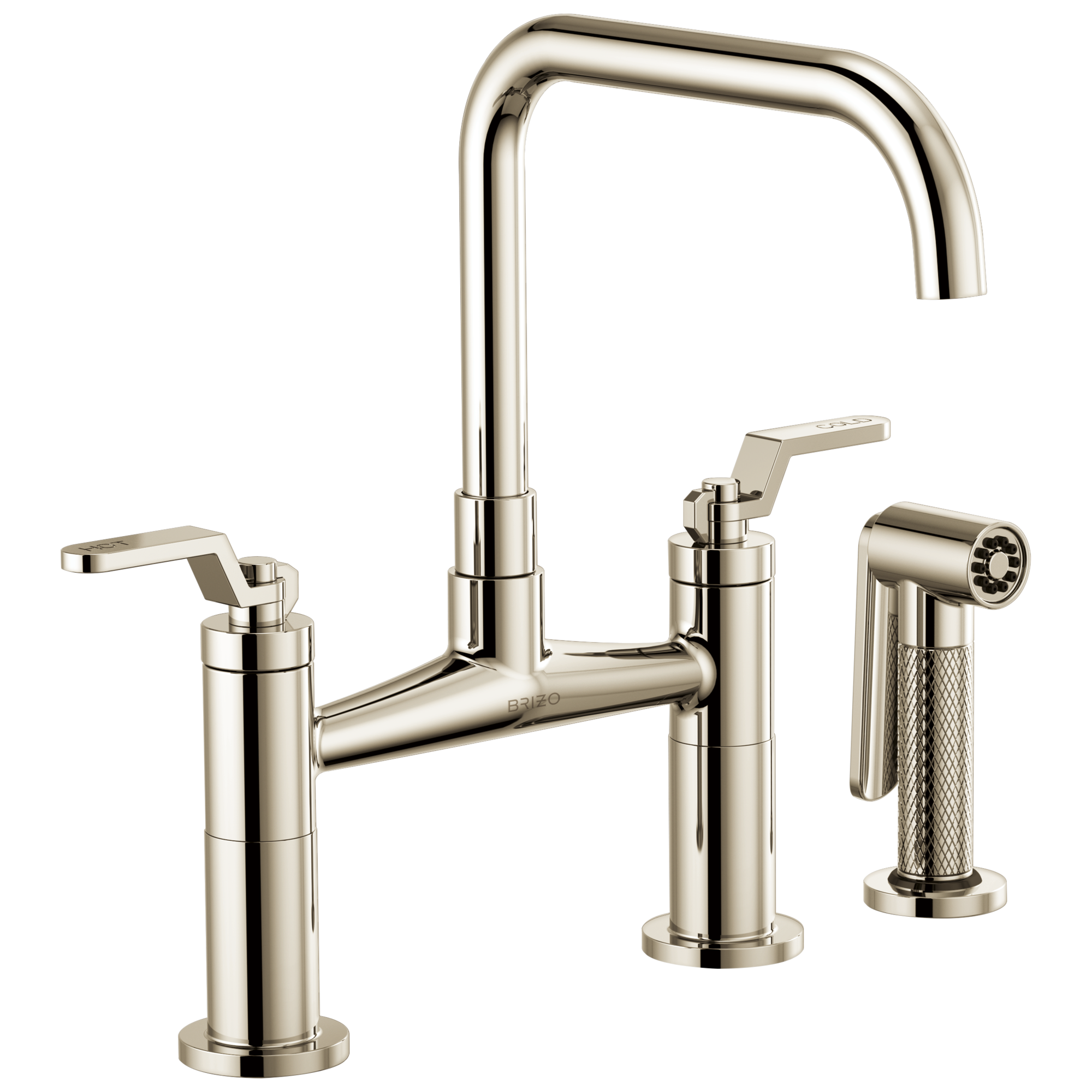 Litze Bridge Faucet with Square Spout and Industrial Handle