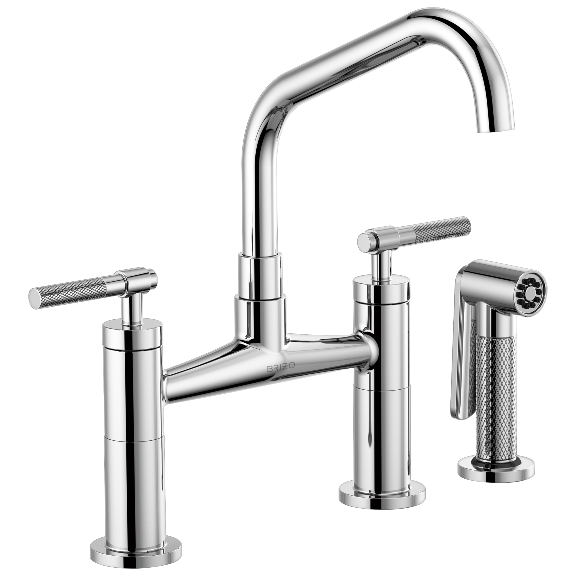 Litze Bridge Faucet with Angled Spout and Knurled Handle