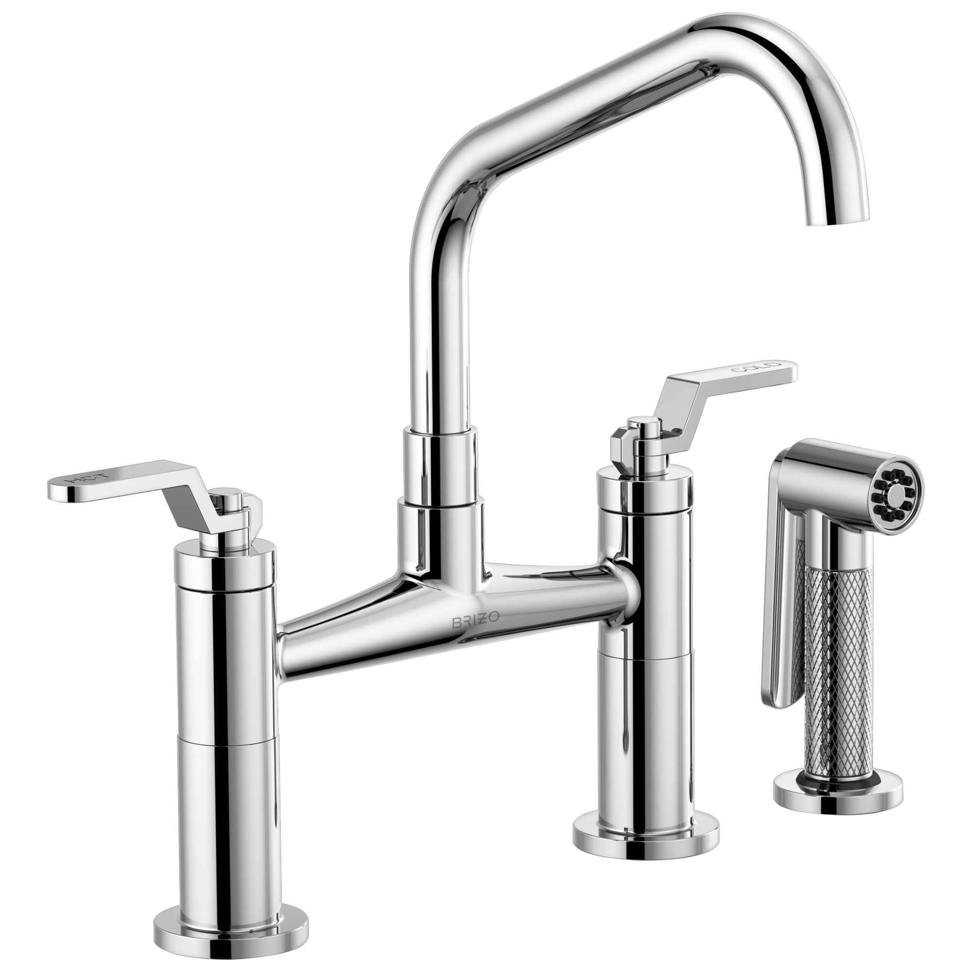 Litze Bridge Faucet with Angled Spout and Industrial Handle — image 1