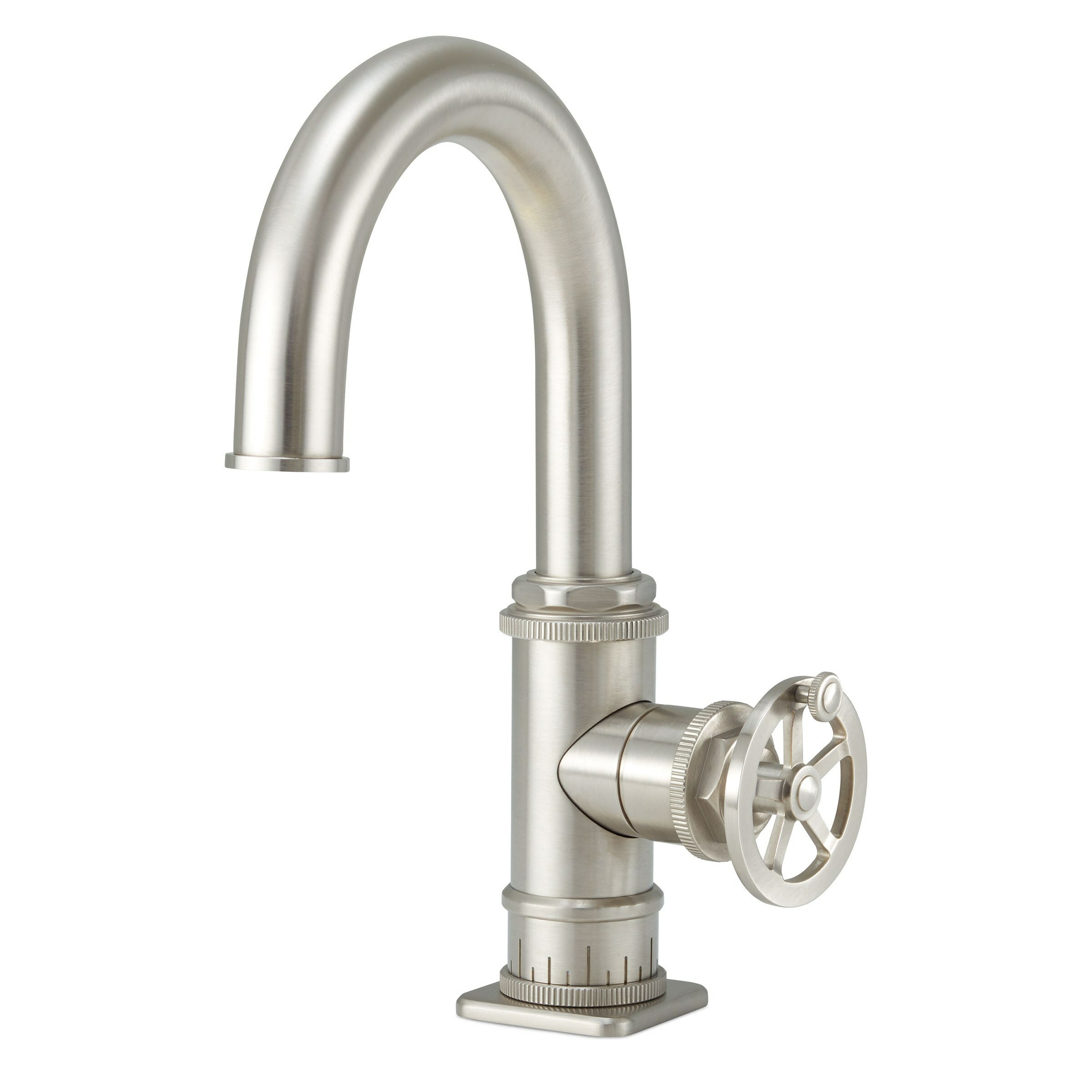 Steampunk Bay Single Hole High Spout Lavatory/Prep/Bar Faucet - Wheel Handle