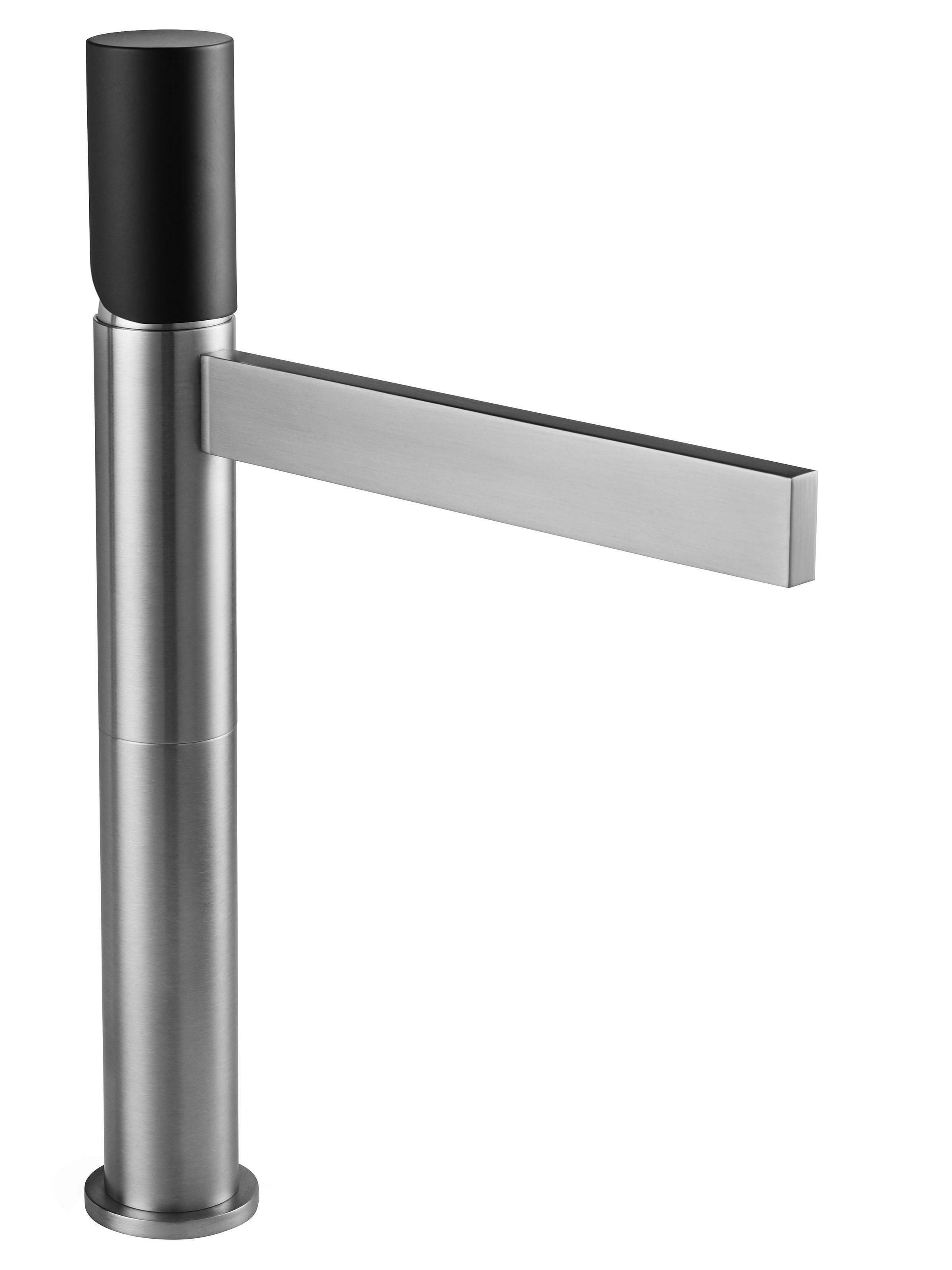 Bel Canto Single Hole Lavatory Faucet with Black Cylinder Handle