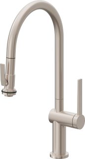 La Spezia Pull-Down Kitchen Faucet with Squeeze Handle Sprayer - High Spout