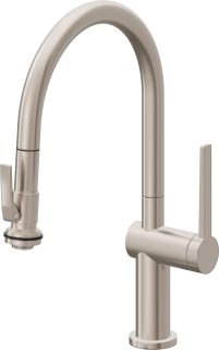La Spezia Pull-Down Kitchen Faucet with Squeeze Handle Sprayer - Low Spout