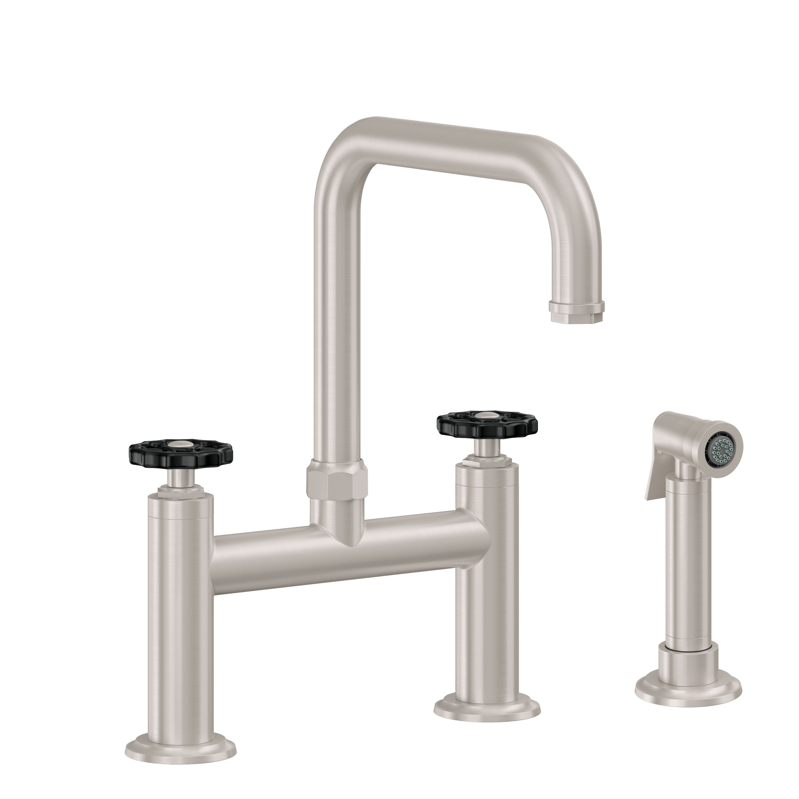 Descanso Works Bridge Kitchen Faucet with Sidespray - Quad Spout
