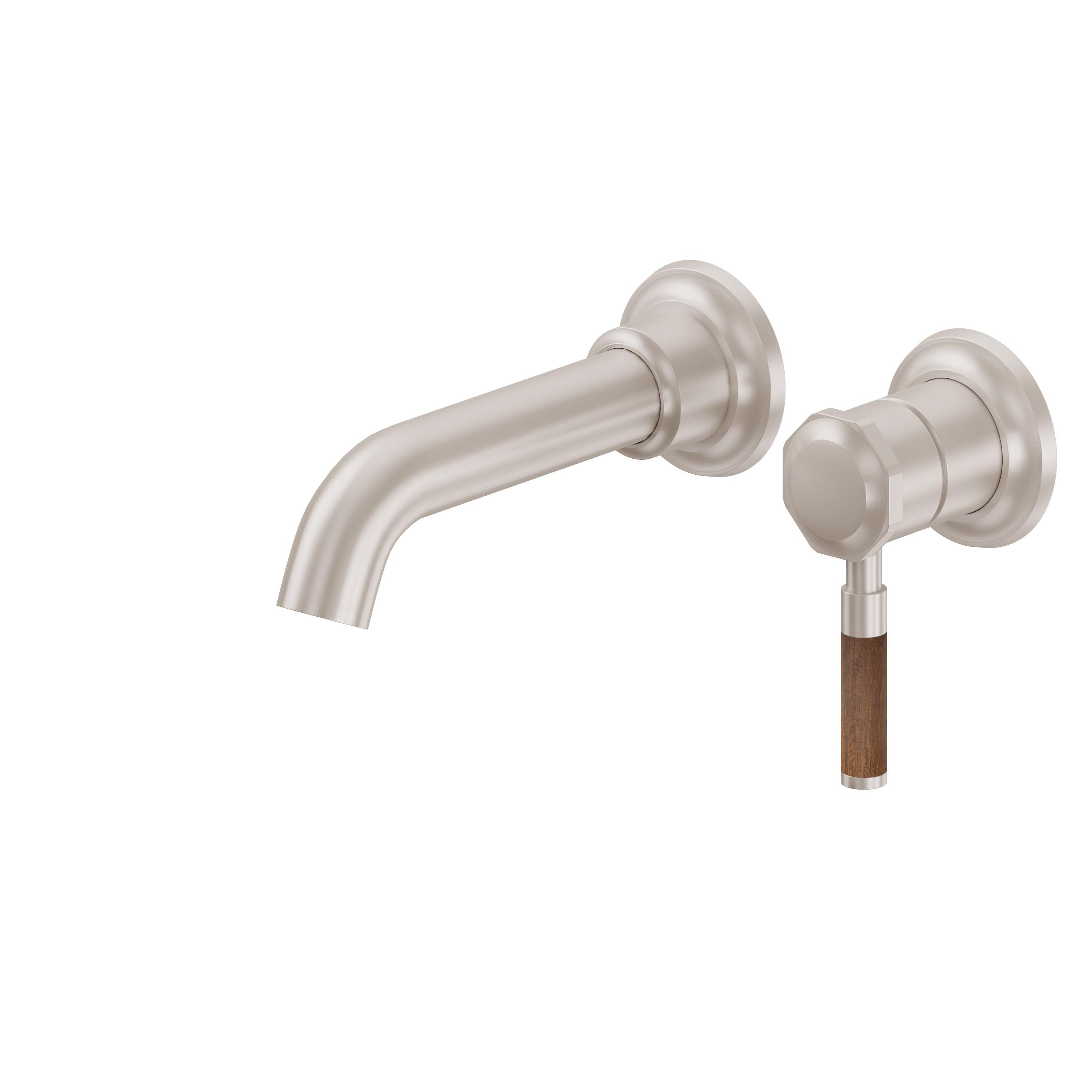 Descanso Single Handle Lavatory Wall Faucet Trim Only - Teak Lever Handle — image 1