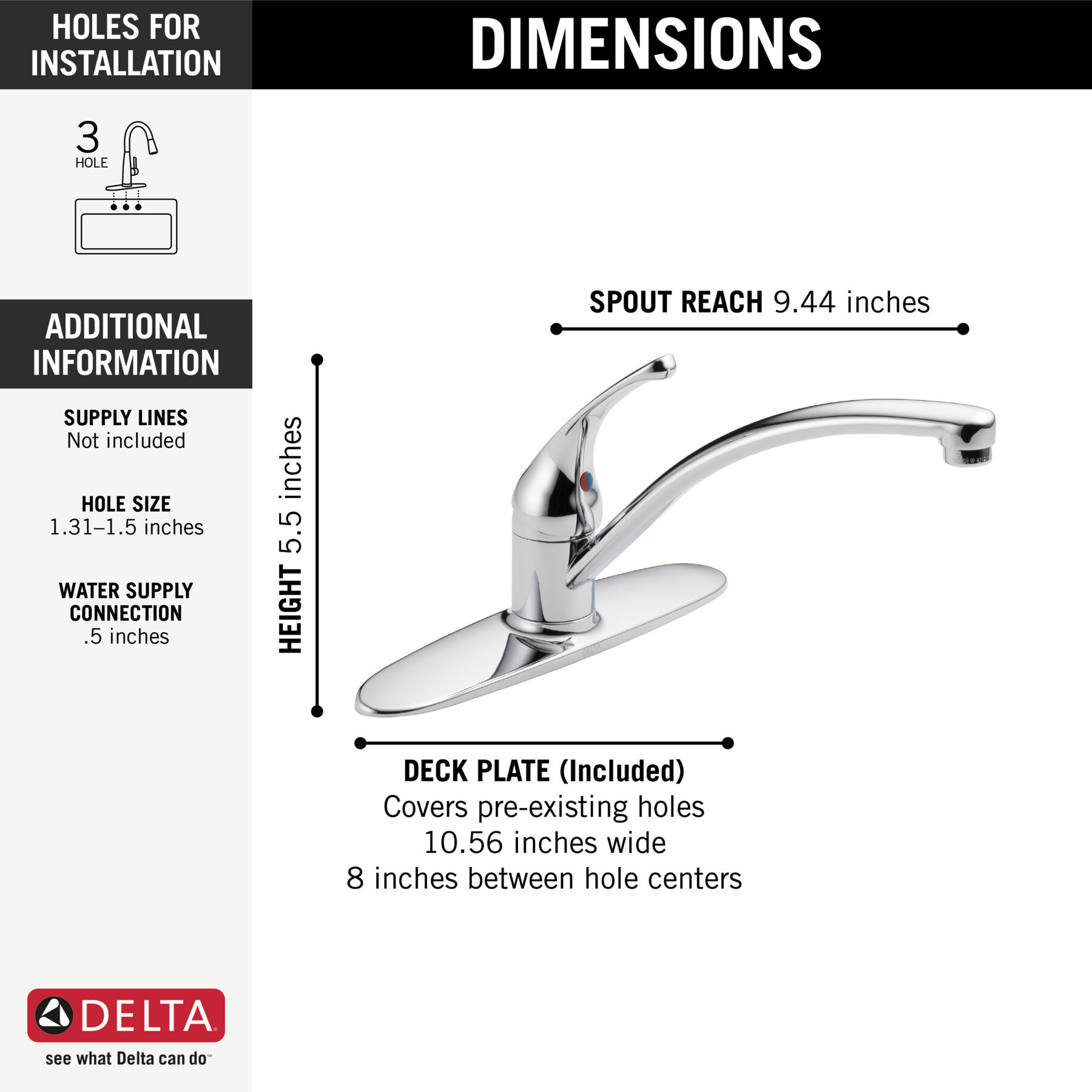Single Handle Kitchen Faucet in Chrome 10900LF — thumbnail 3