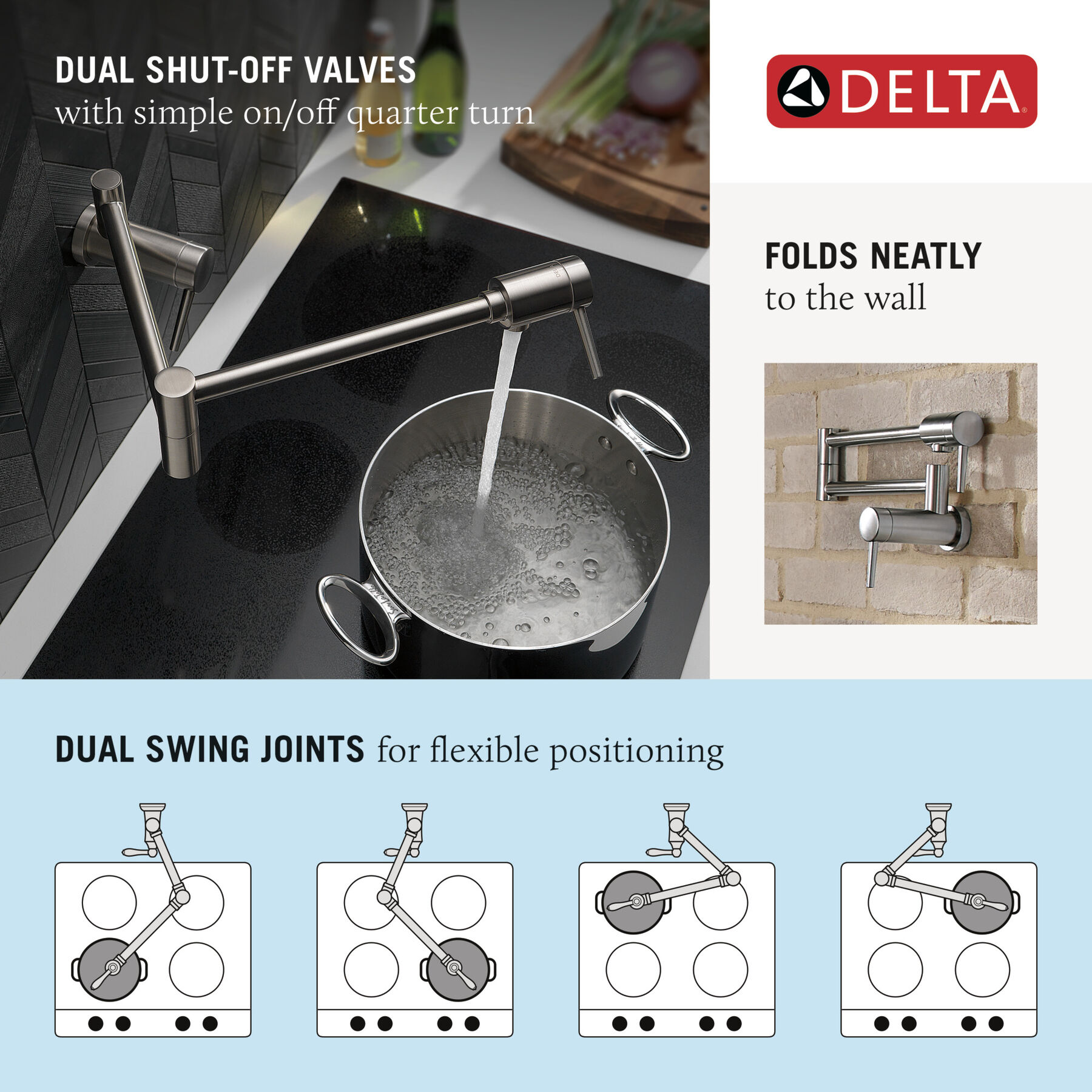Contemporary Wall Mount Pot Filler in Chrome 1165LF — thumbnail 2