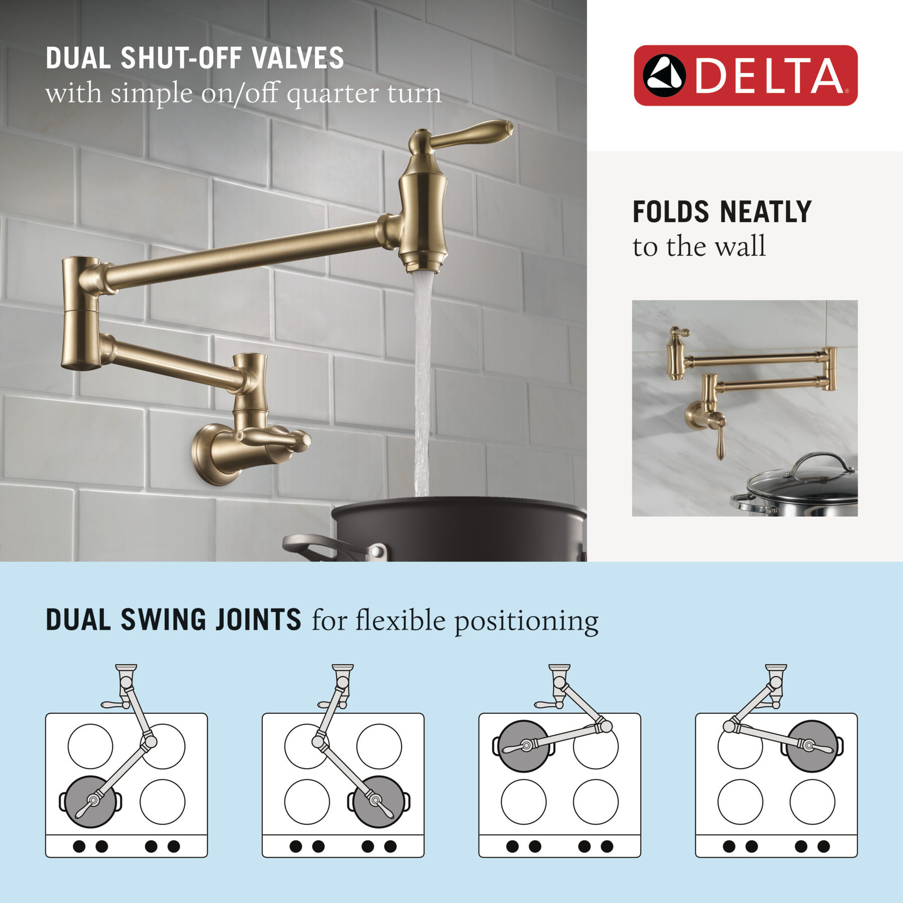 Traditional Wall Mount Pot Filler in Chrome 1177LF — image 1
