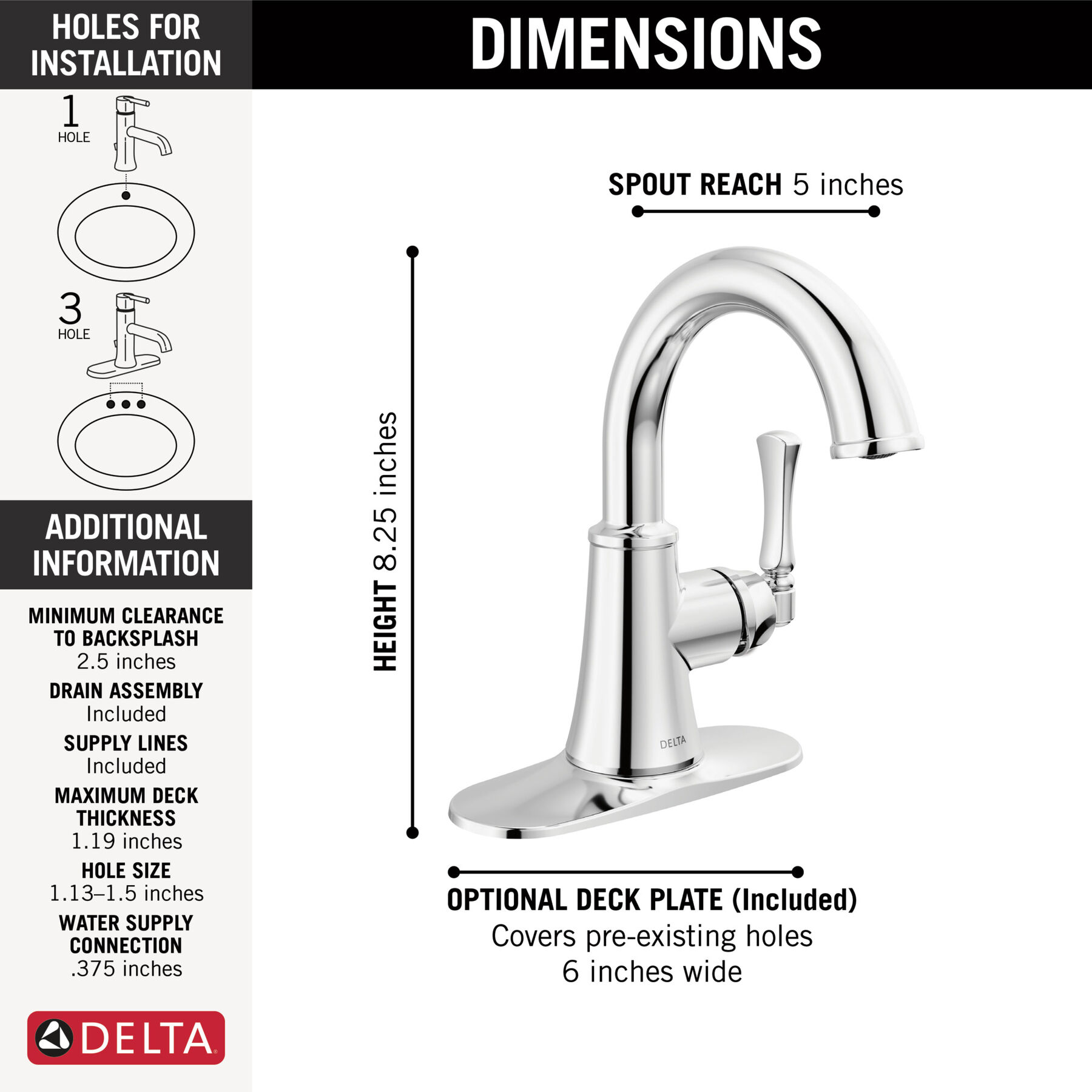Single Handle Bathroom Faucet in Chrome 15798LF — image 1