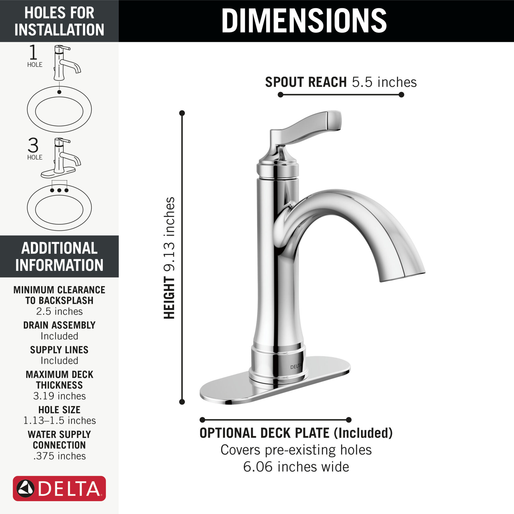 Single Handle Bathroom Faucet in Chrome 15822LF — image 1