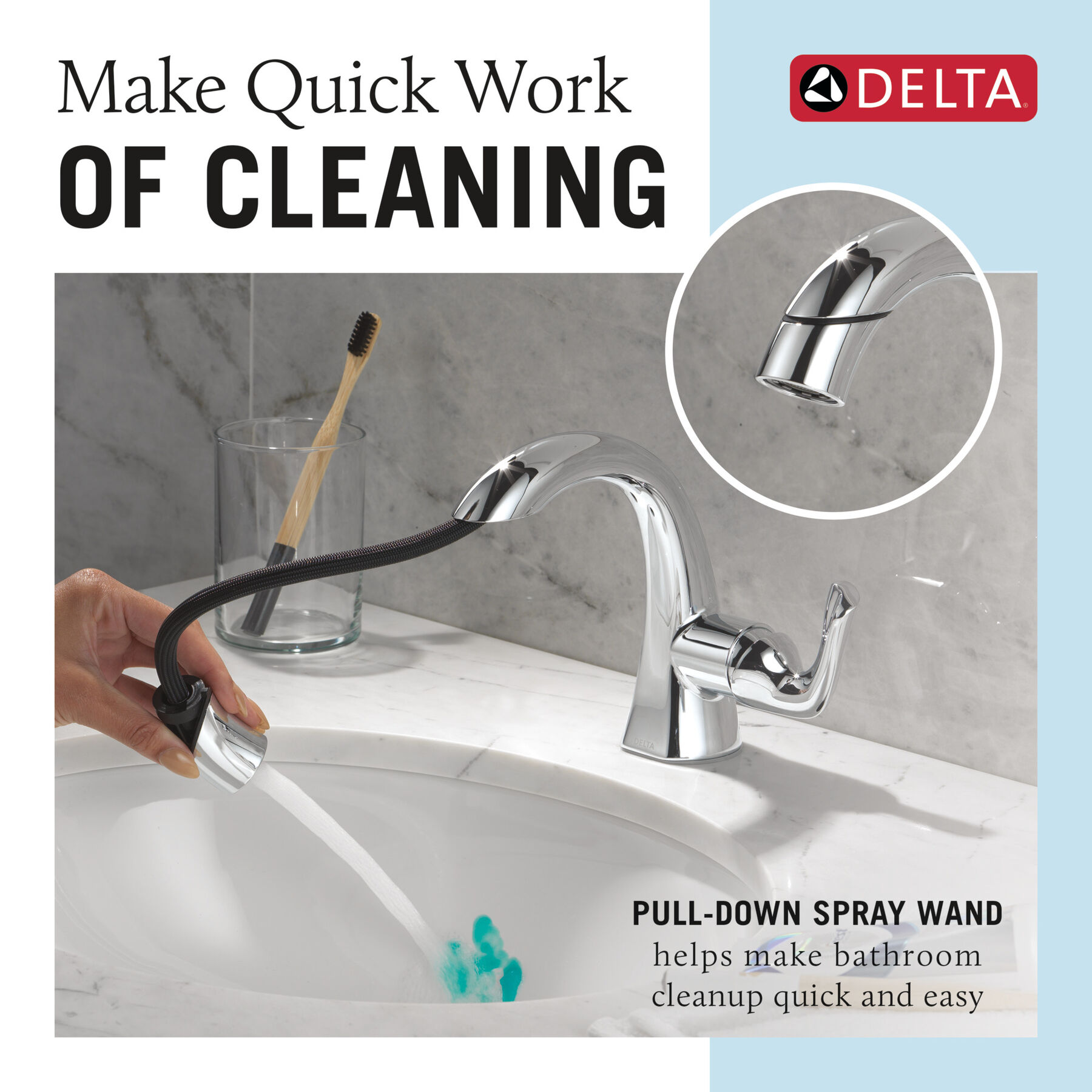 Single Handle Pull-Down Bathroom Faucet in Chrome — thumbnail 2