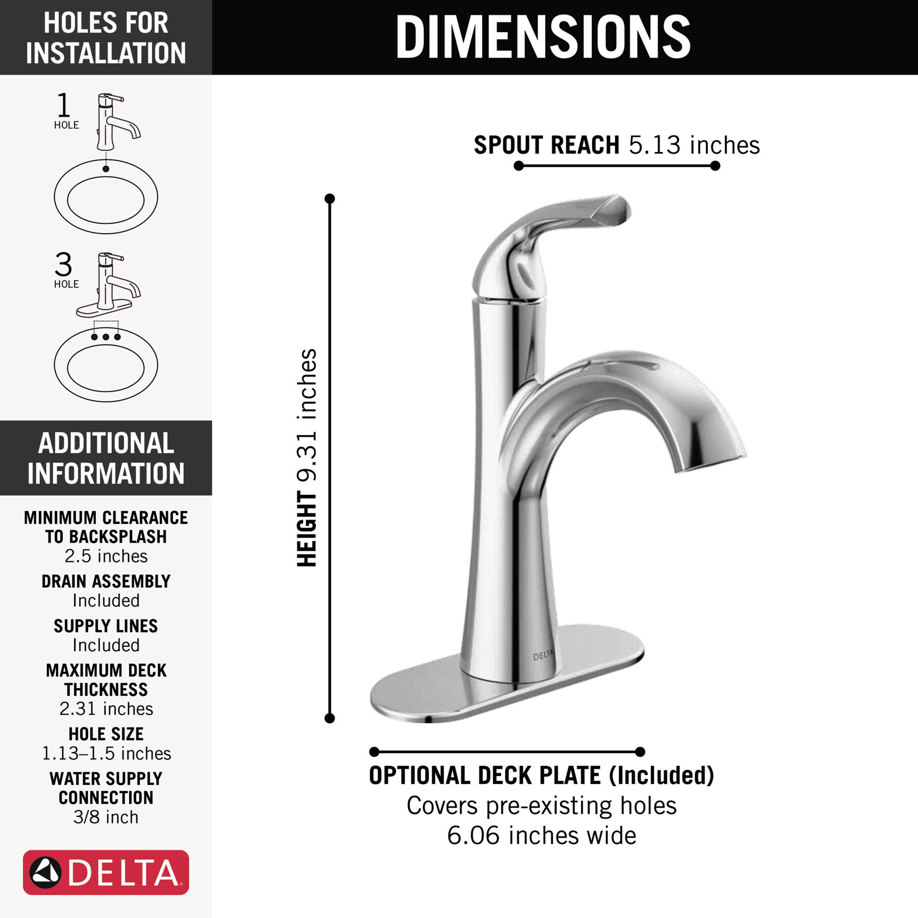 Single Handle Bathroom Faucet in Chrome 15847LF — thumbnail 2
