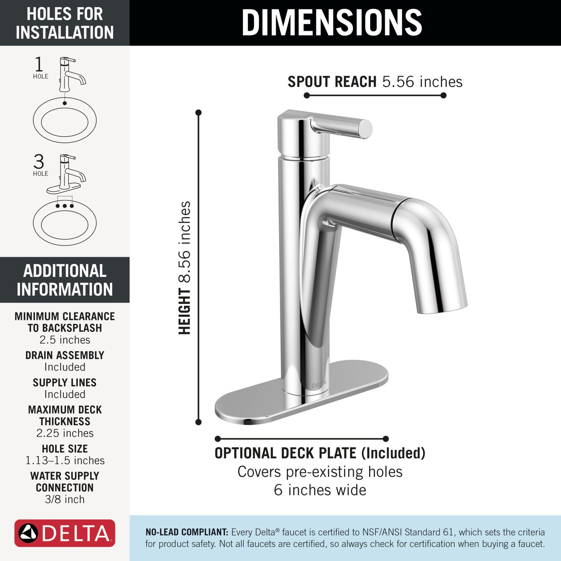 Single Handle Pull-Down Bathroom Faucet in Chrome — image 1