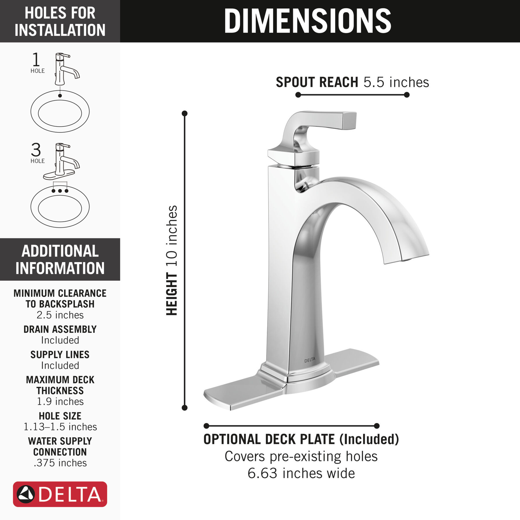 Single Handle Bathroom Faucet in Chrome 15854LF — image 1