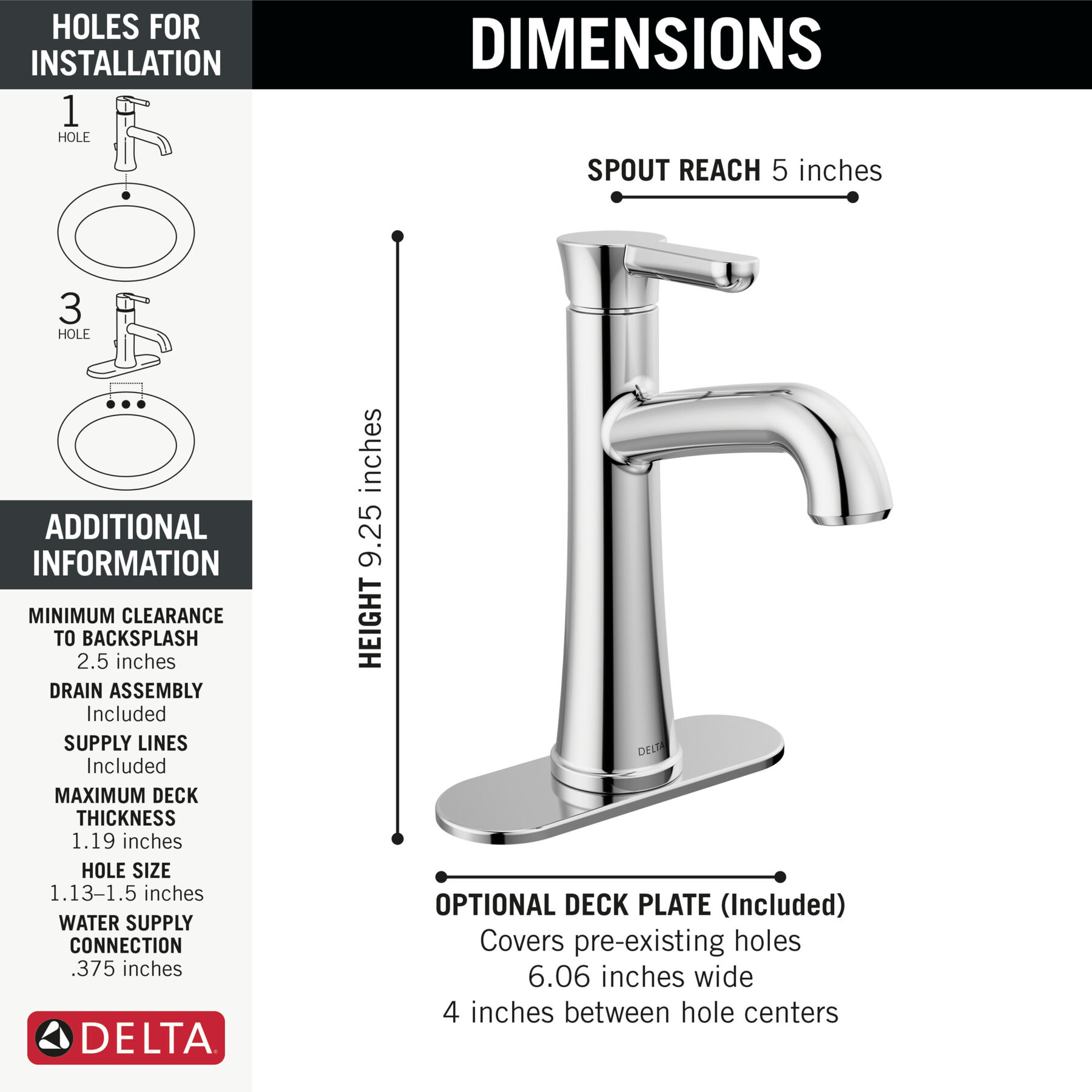 Single Handle Centerset Bathroom Faucet in Chrome 15860LF — thumbnail 2