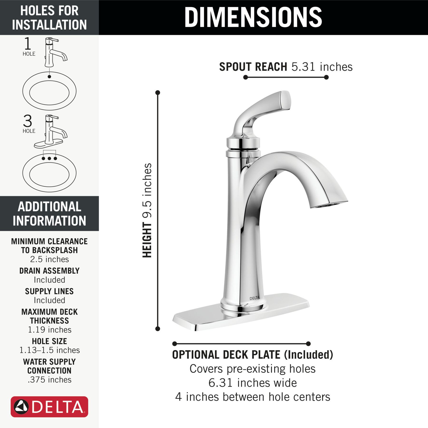 Single Handle Bathroom Faucet in Chrome 15864LF — image 1