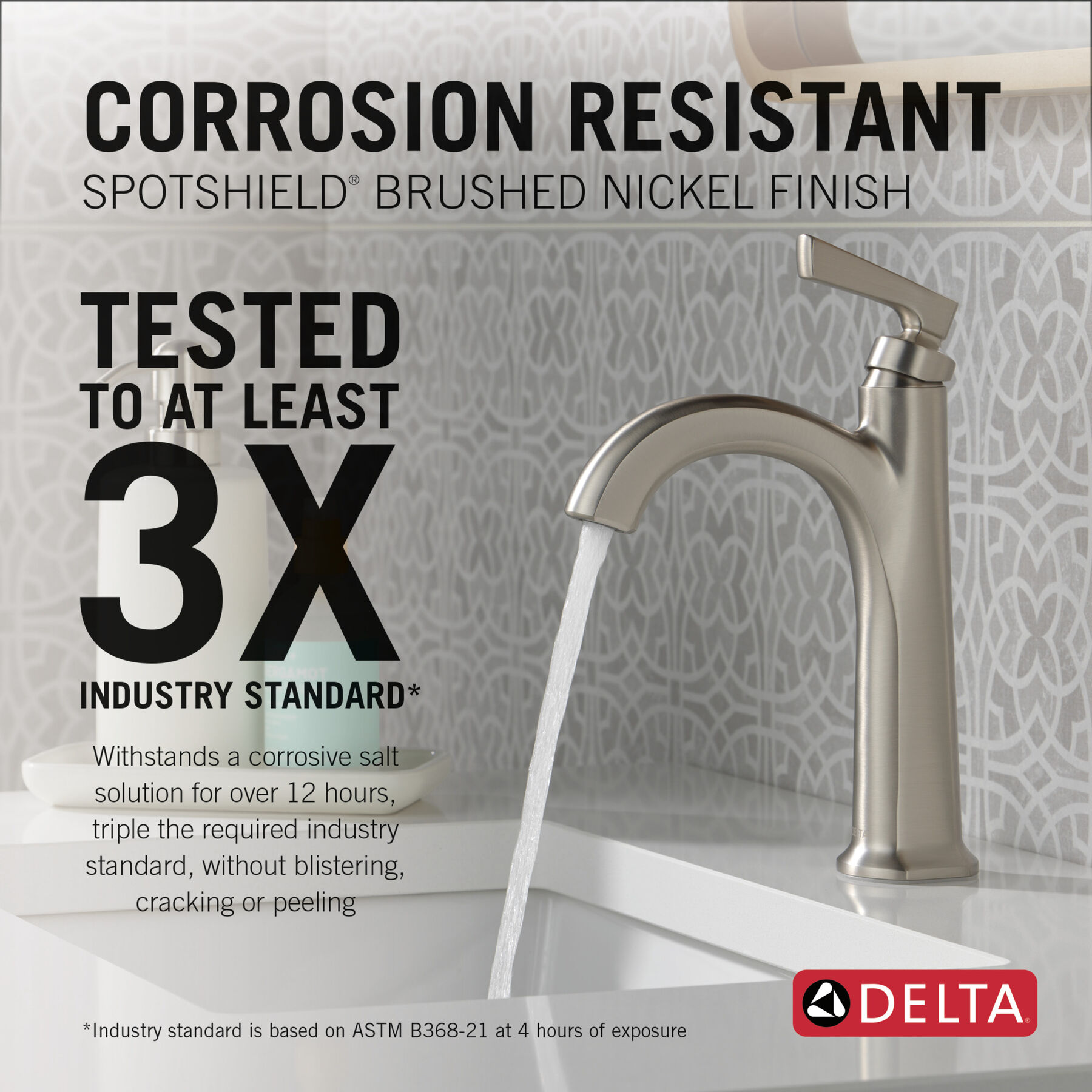 Single Handle Bathroom Faucet in Spotshield Brushed Nickel — thumbnail 3