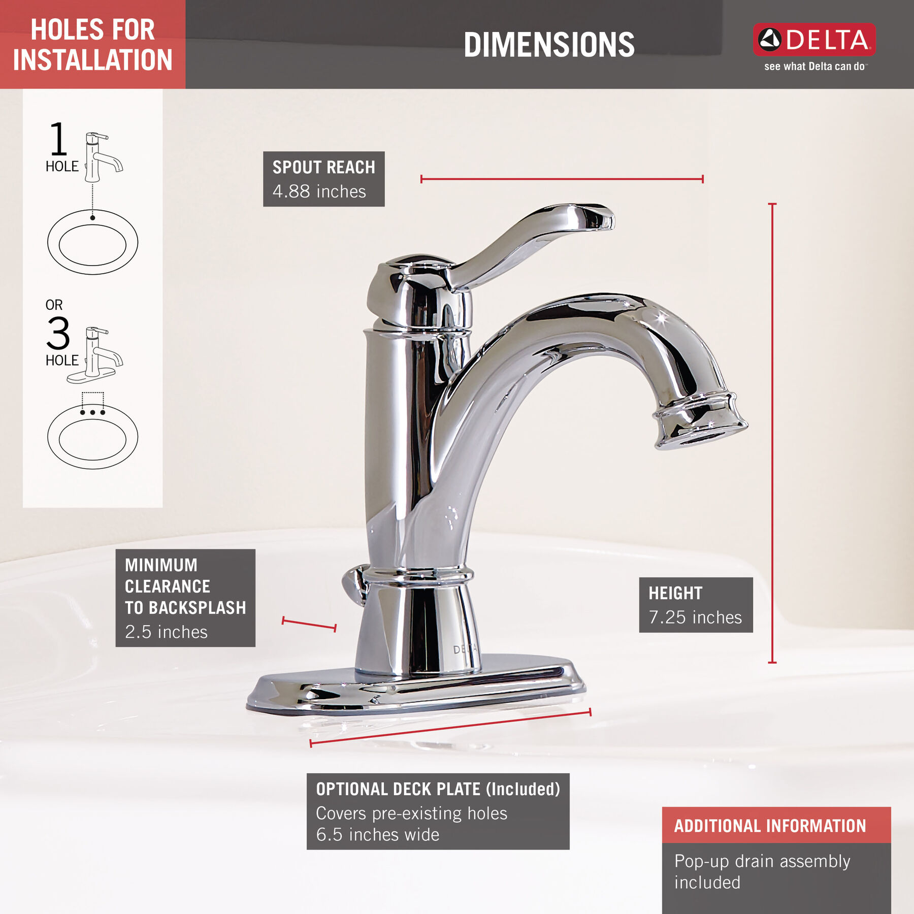 Single Handle Bathroom Faucet in Chrome — thumbnail 3