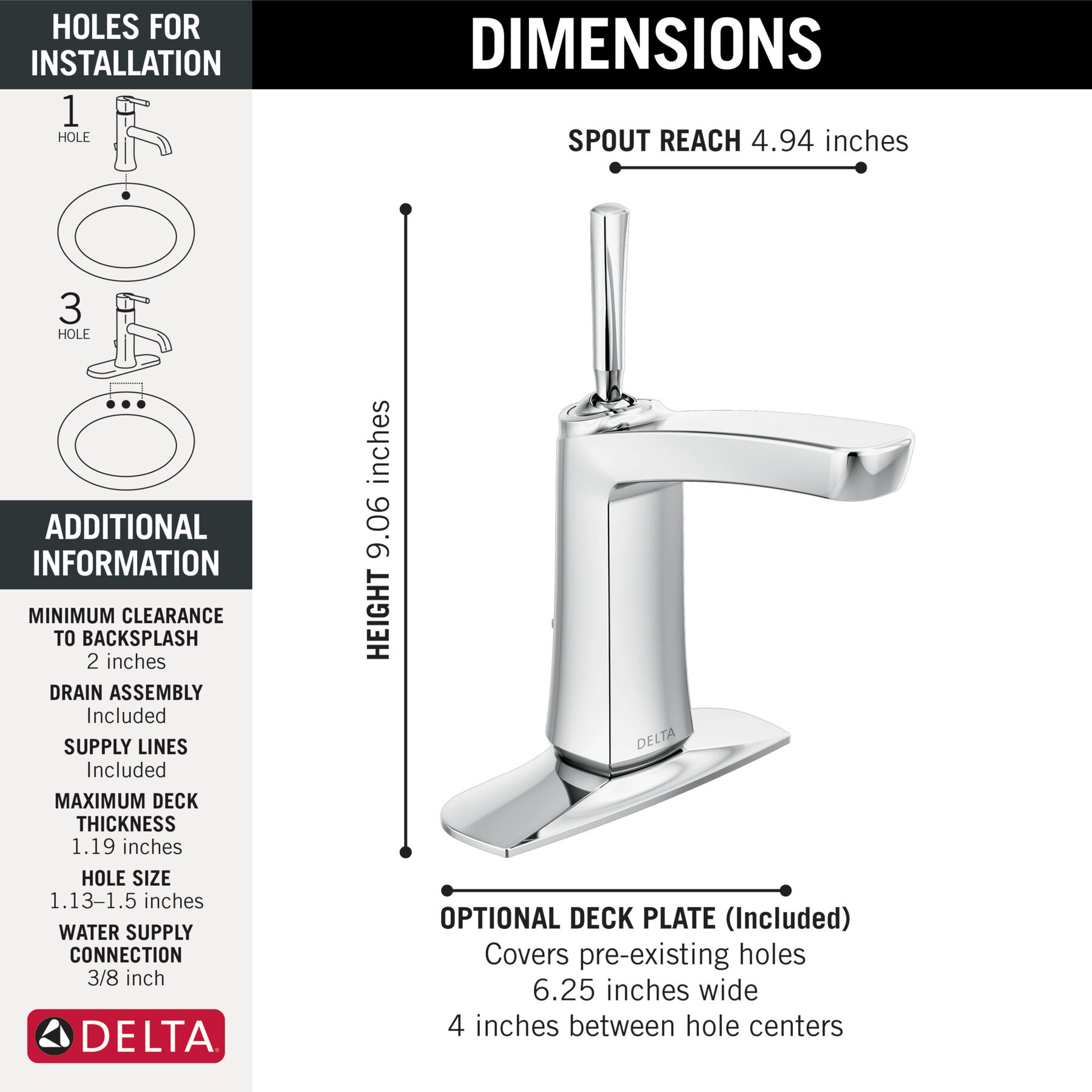 Single Handle Centerset Bathroom Faucet in Chrome 15989LF — thumbnail 2