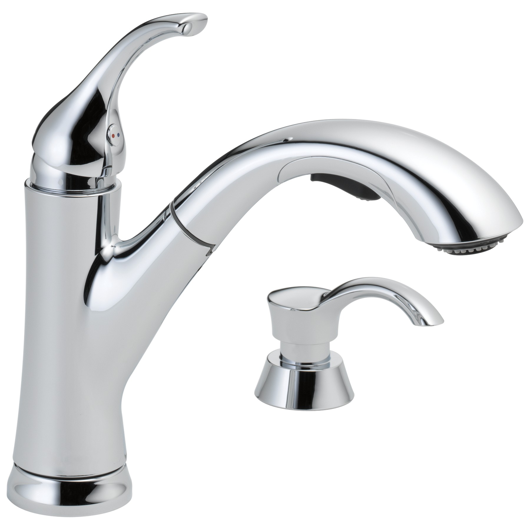 Single Handle Pull-Out Kitchen Faucet with Soap Dispenser in Chrome