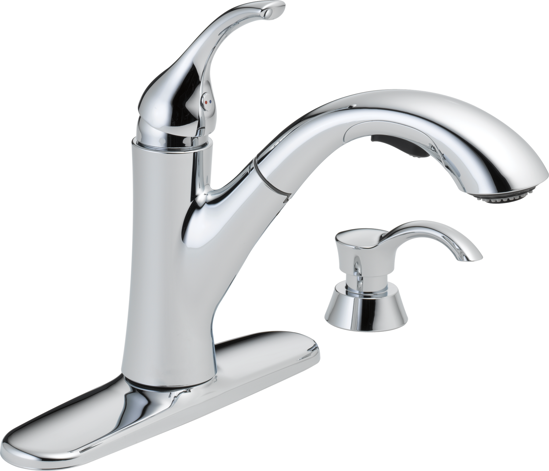 Single Handle Pull-Out Kitchen Faucet with Soap Dispenser in Chrome — thumbnail 3