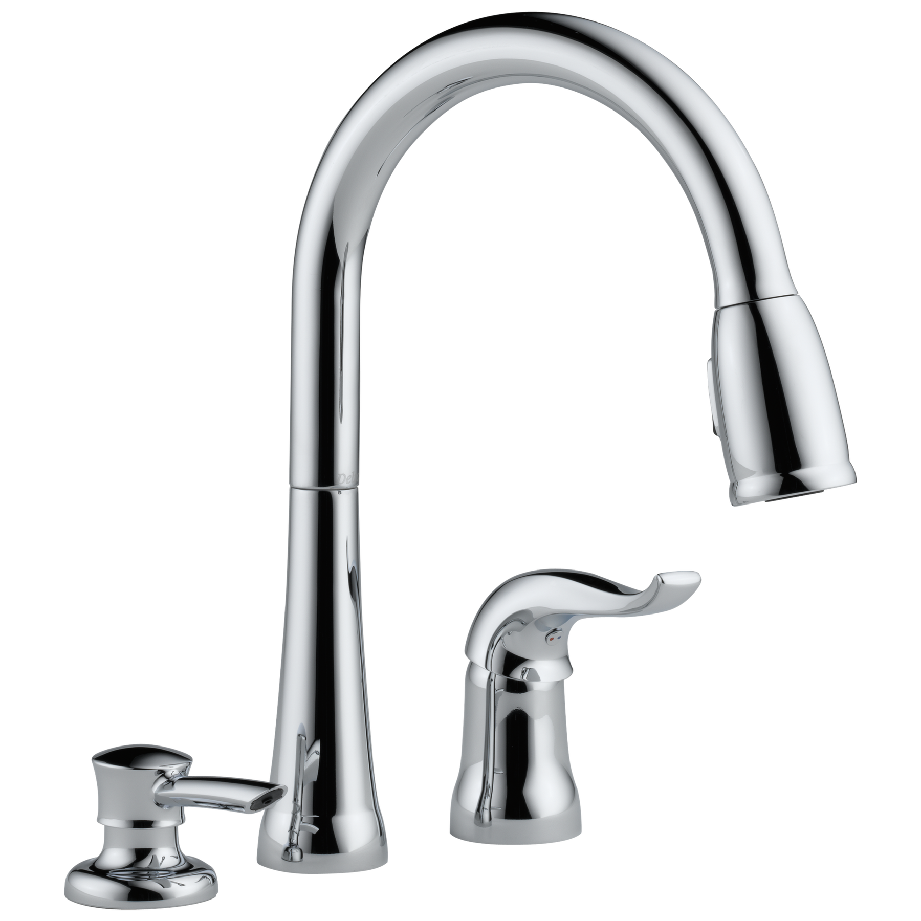 Single Handle Pull-Down Kitchen Faucet with Soap Dispenser in Chrome — thumbnail 2