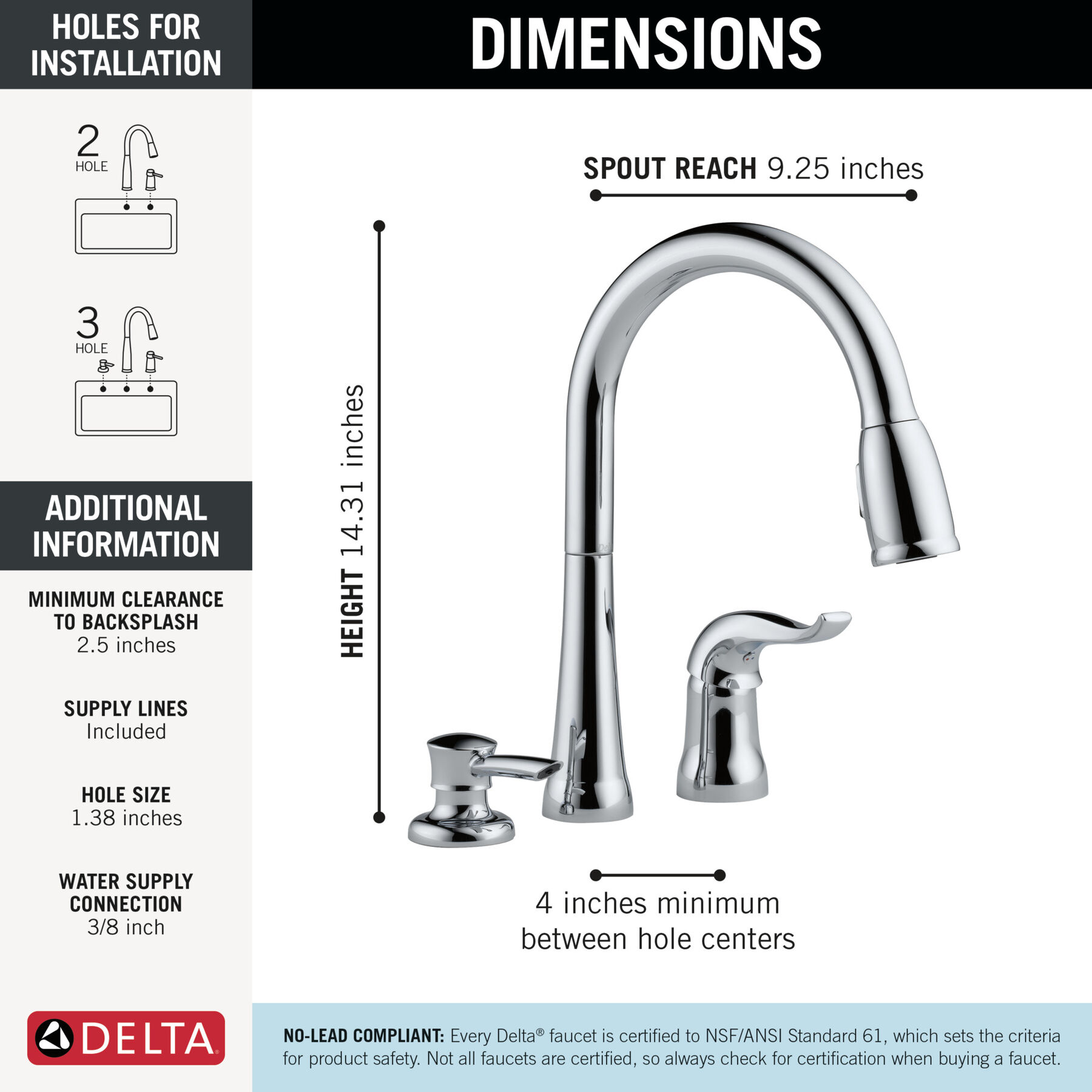 Single Handle Pull-Down Kitchen Faucet with Soap Dispenser in Chrome — image 1