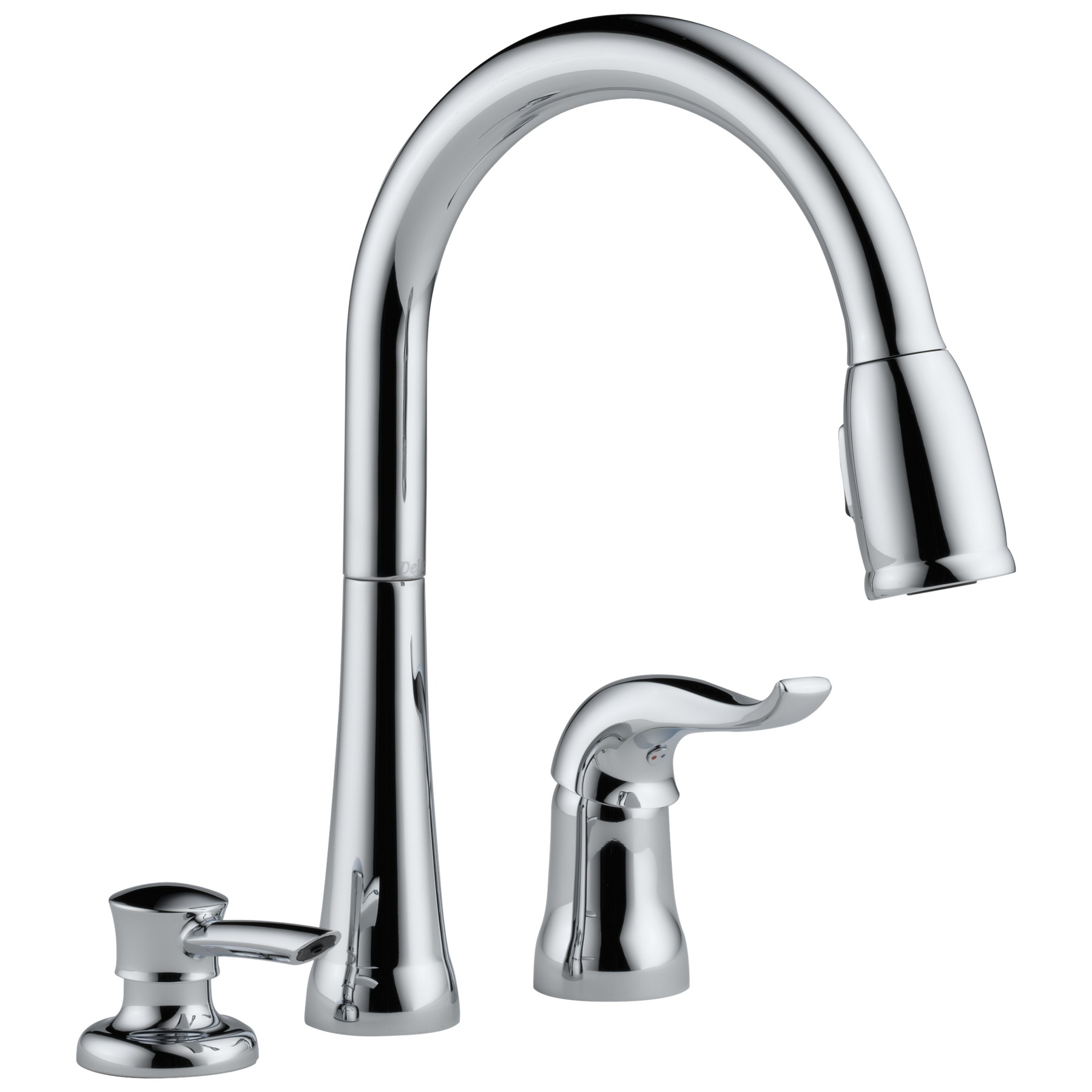 Single Handle Pull-Down Kitchen Faucet with Soap Dispenser in Chrome