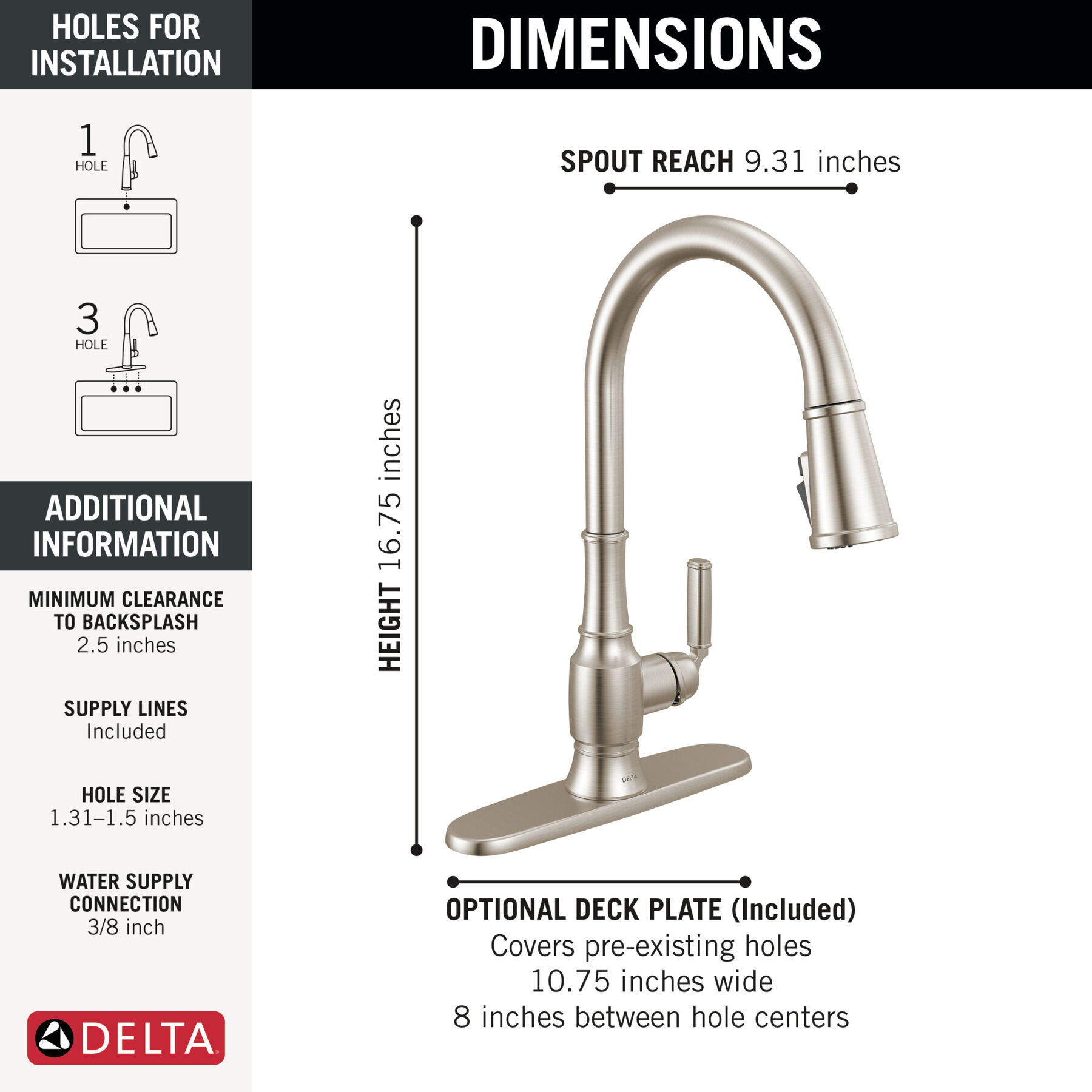 Single Handle Pull-Down Kitchen Faucet in Stainless — thumbnail 3