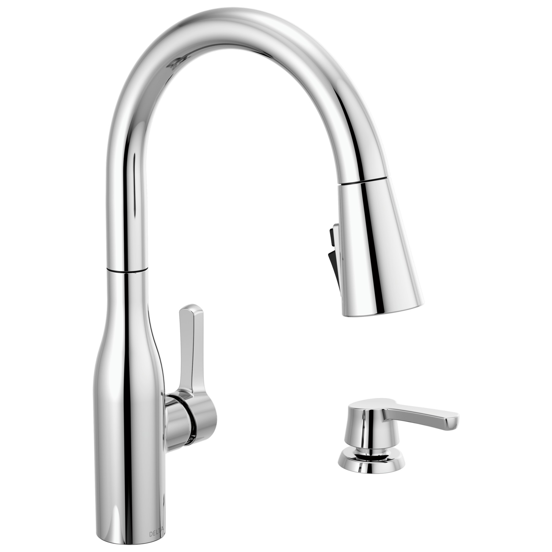 Single Handle Pull-Down Kitchen Faucet with Soap Dispenser and ShieldSpray ® Technology in Chrome