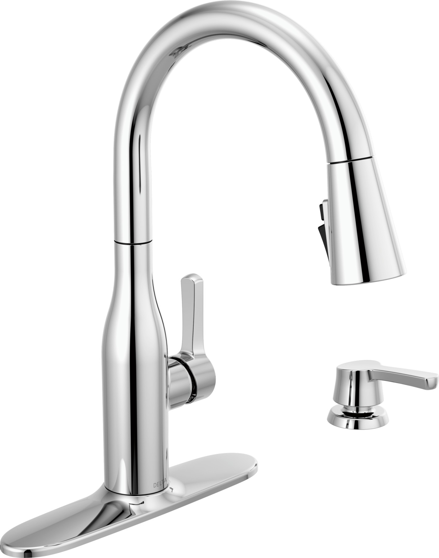 Single Handle Pull-Down Kitchen Faucet with Soap Dispenser and ShieldSpray ® Technology in Chrome — thumbnail 2