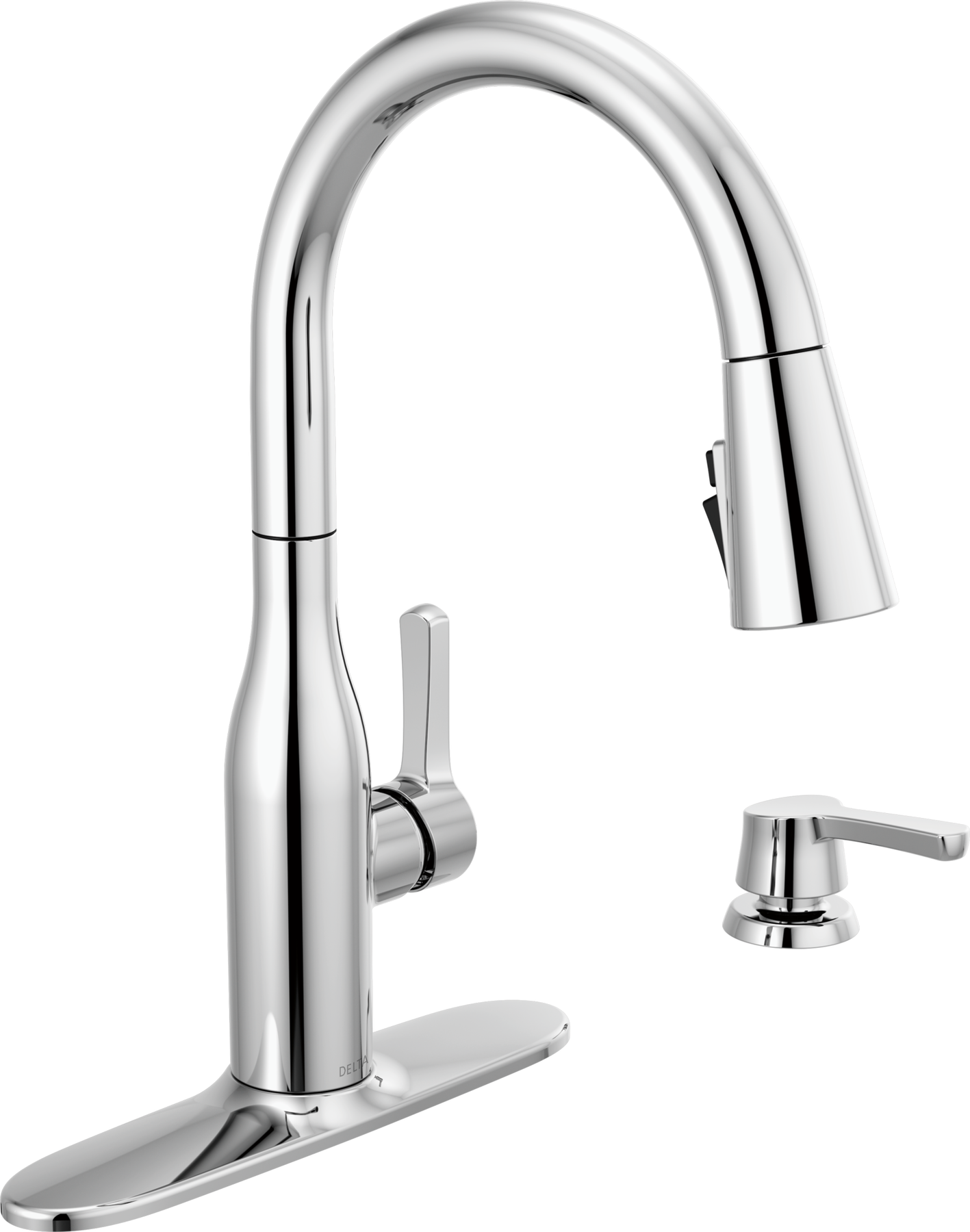 Single Handle Pull-Down Kitchen Faucet with Soap Dispenser and ShieldSpray ® Technology in Chrome — thumbnail 2