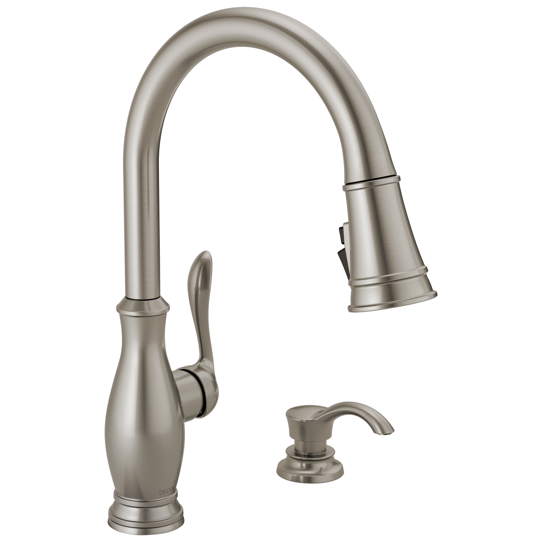 Single Handle Pull-Down Kitchen Faucet with Soap Dispenser and ShieldSpray in Spotshield Stainless — image 1