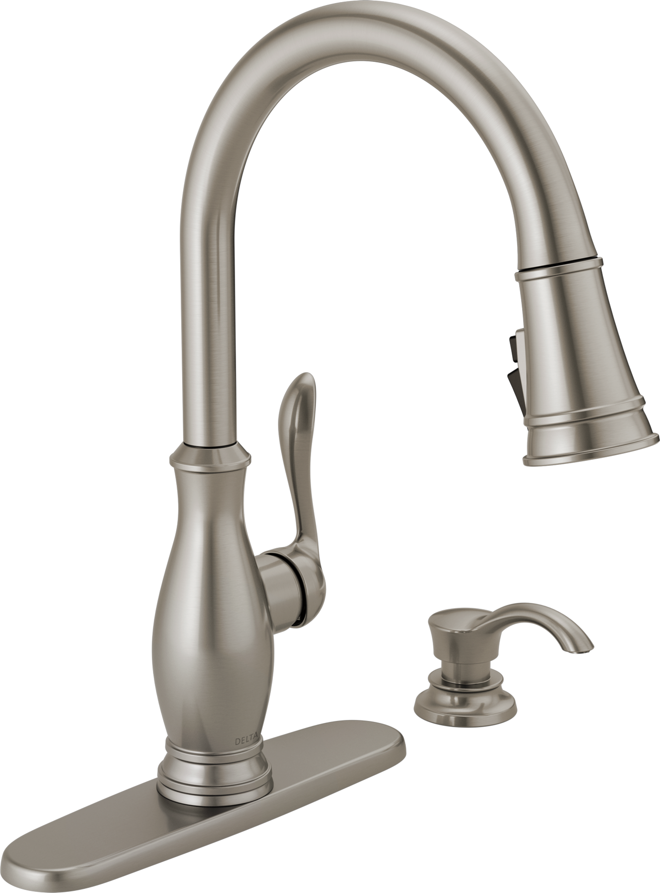 Single Handle Pull-Down Kitchen Faucet with Soap Dispenser and ShieldSpray in Spotshield Stainless — thumbnail 2