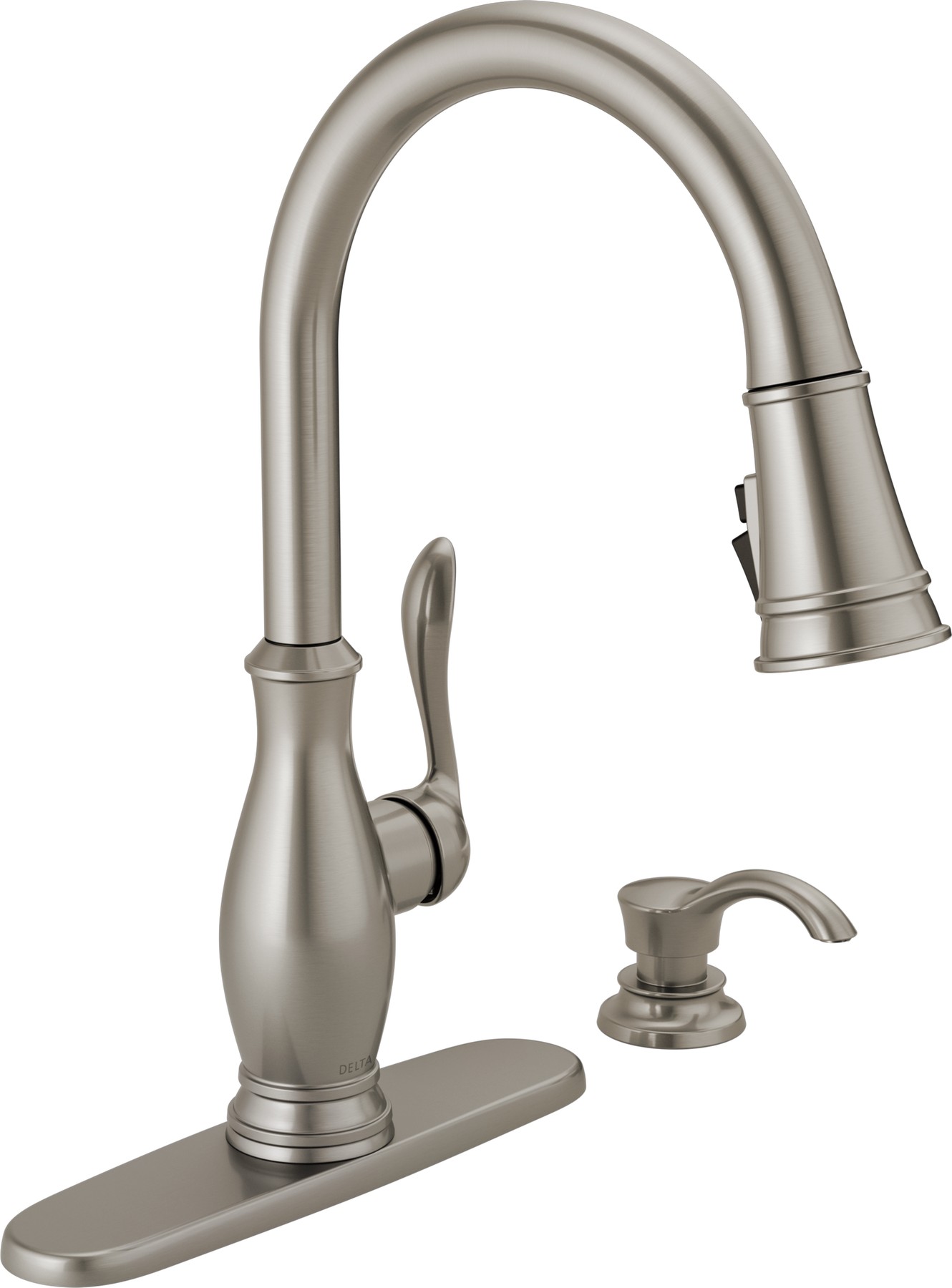 Single Handle Pull-Down Kitchen Faucet with Soap Dispenser and ShieldSpray in Spotshield Stainless — thumbnail 2