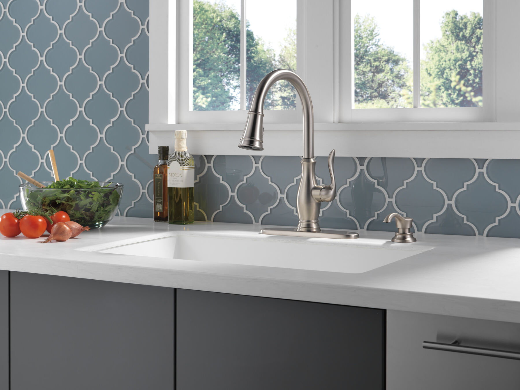 Single Handle Pull-Down Kitchen Faucet with Soap Dispenser and ShieldSpray in Spotshield Stainless — thumbnail 3