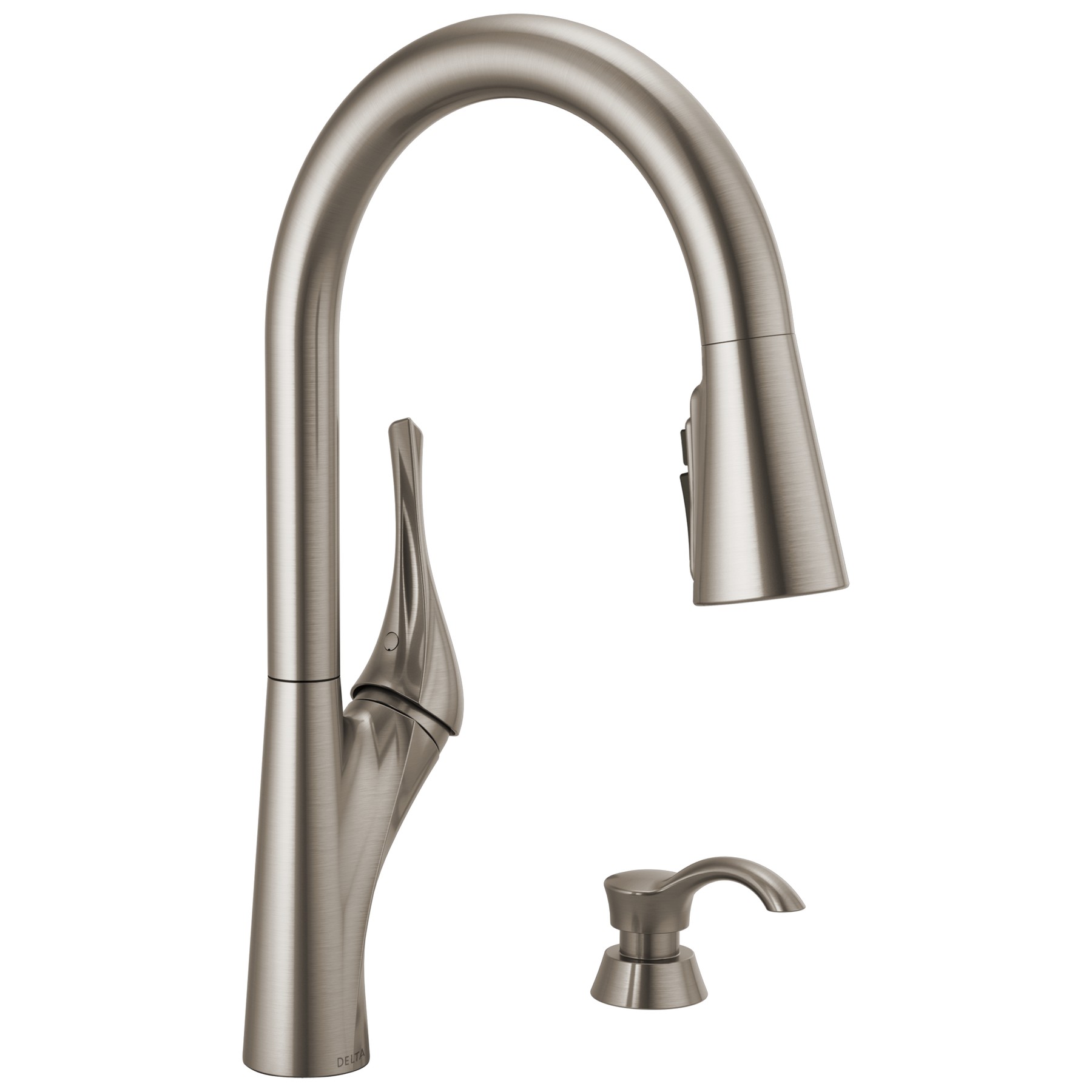 Single Handle Pull-Down Kitchen Faucet with Soap Dispenser and ShieldSpray® Technology in Spotshield Stainless