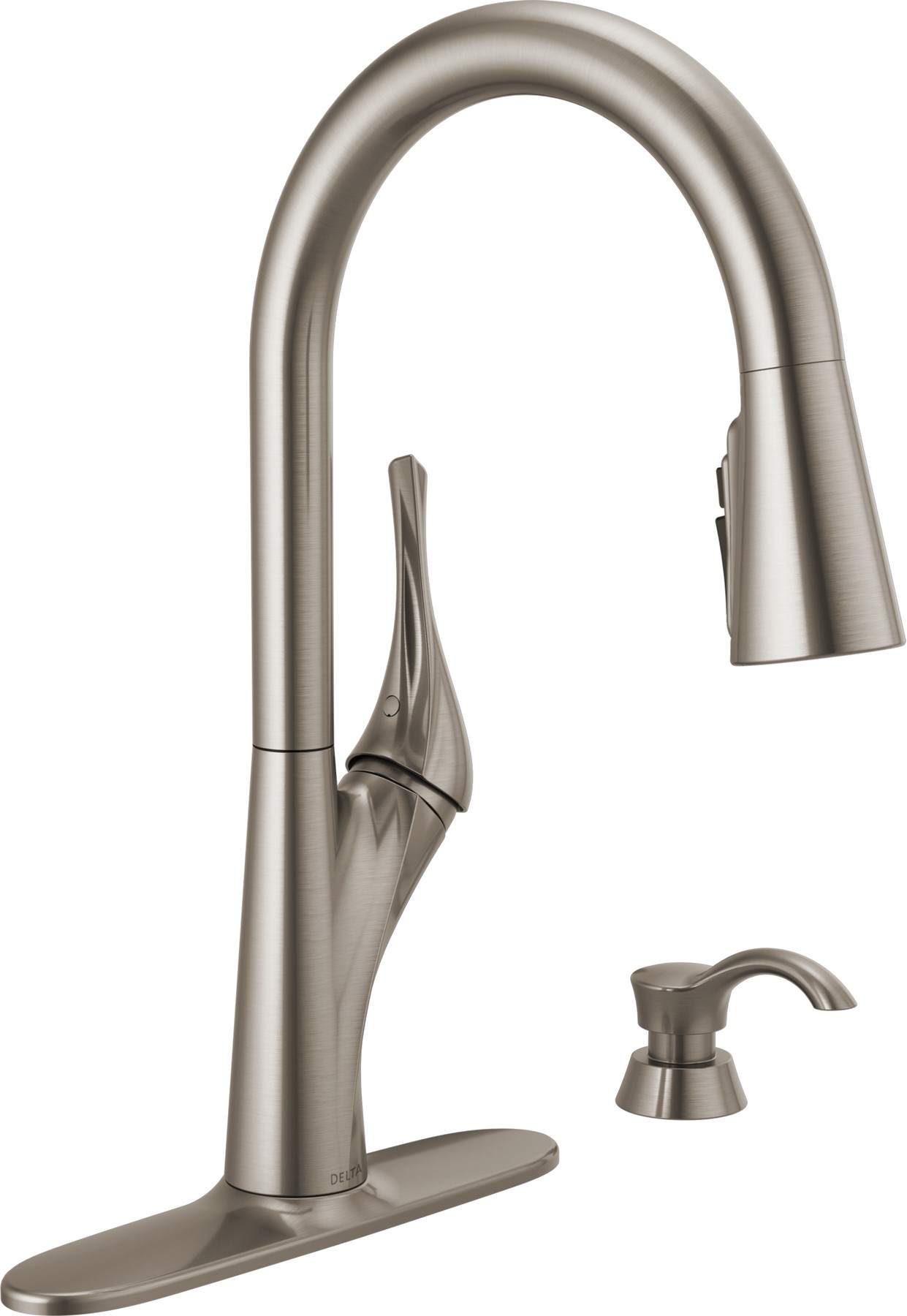 Single Handle Pull-Down Kitchen Faucet with Soap Dispenser and ShieldSpray® Technology in Spotshield Stainless — thumbnail 2