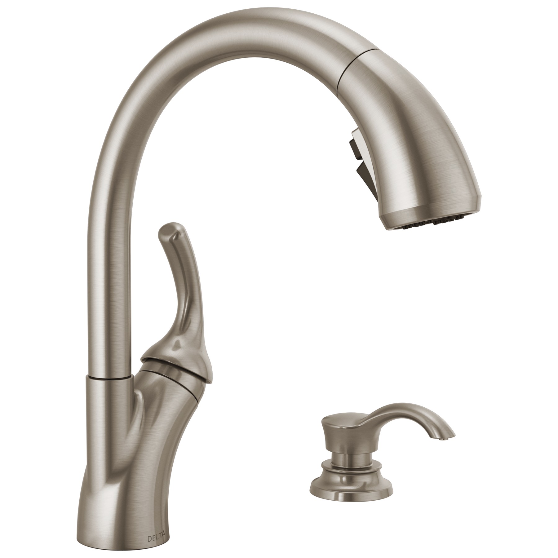 Single Handle Pull-Out Kitchen Faucet with Soap Dispenser and ShieldSpray® Technology in Spotshield Stainless